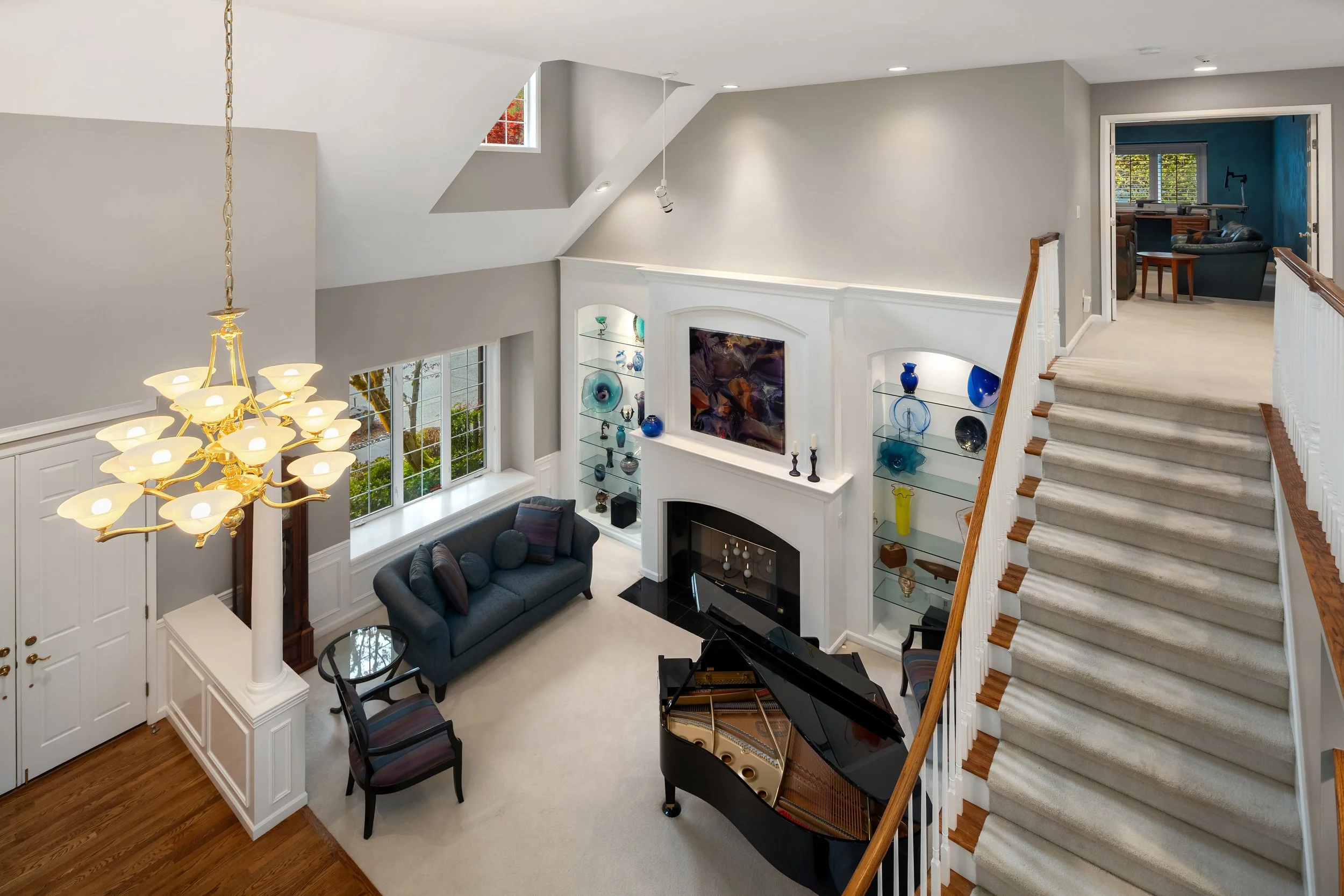 Interior touch ups, repair and paint wainscoting, repair stair rails, and more