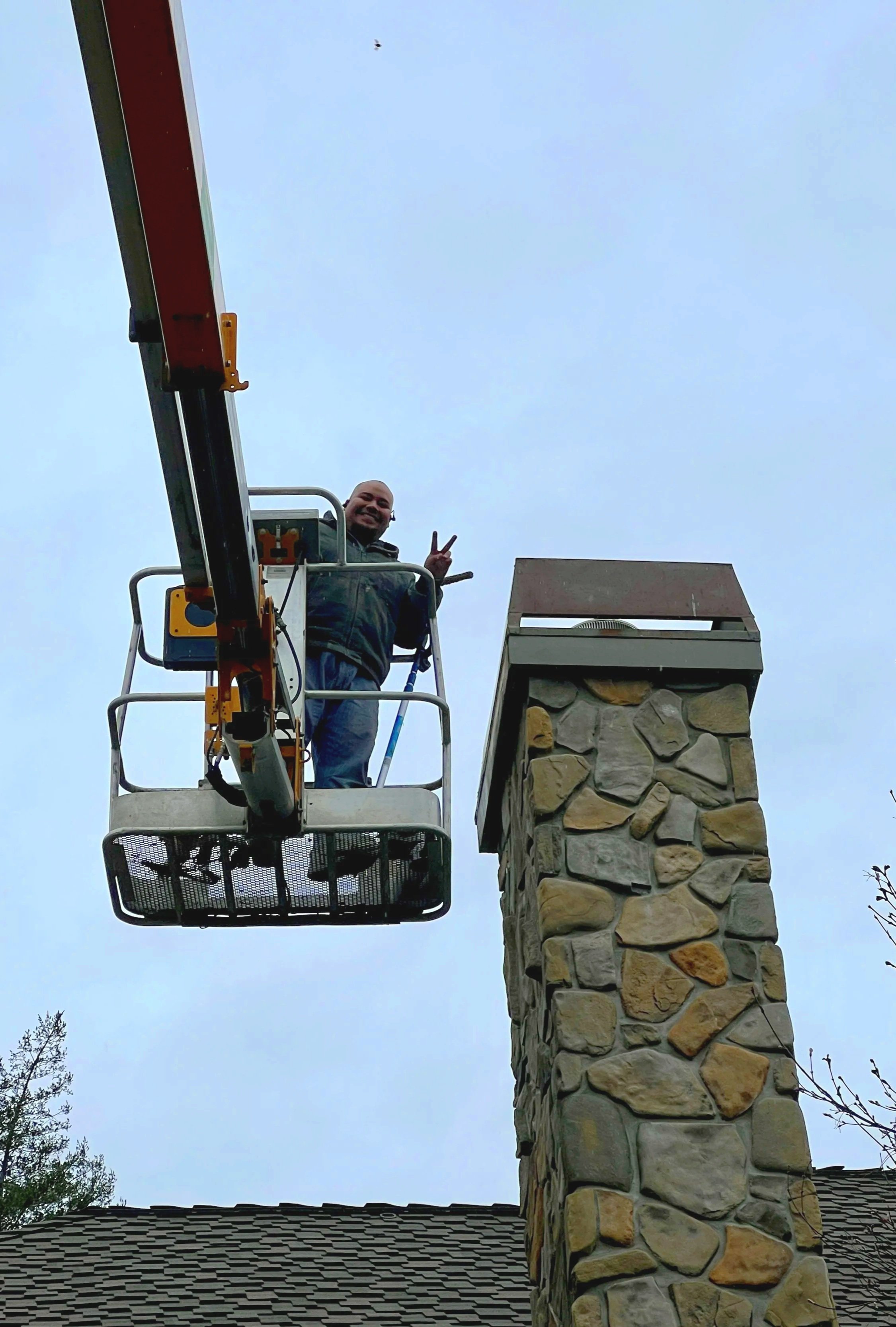 Javier fixing chimney