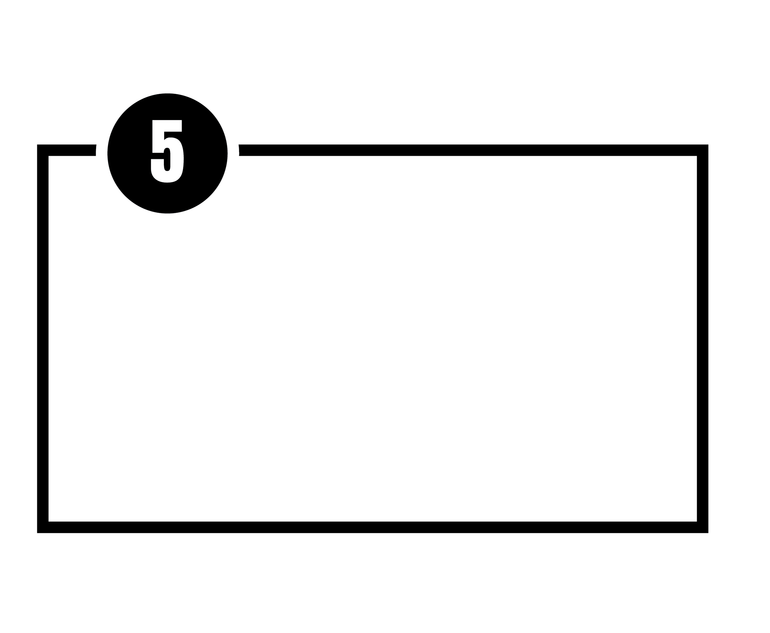 A chalkboard with the number 5 inside a circle at the top left corner, used for teaching or presentation purposes.