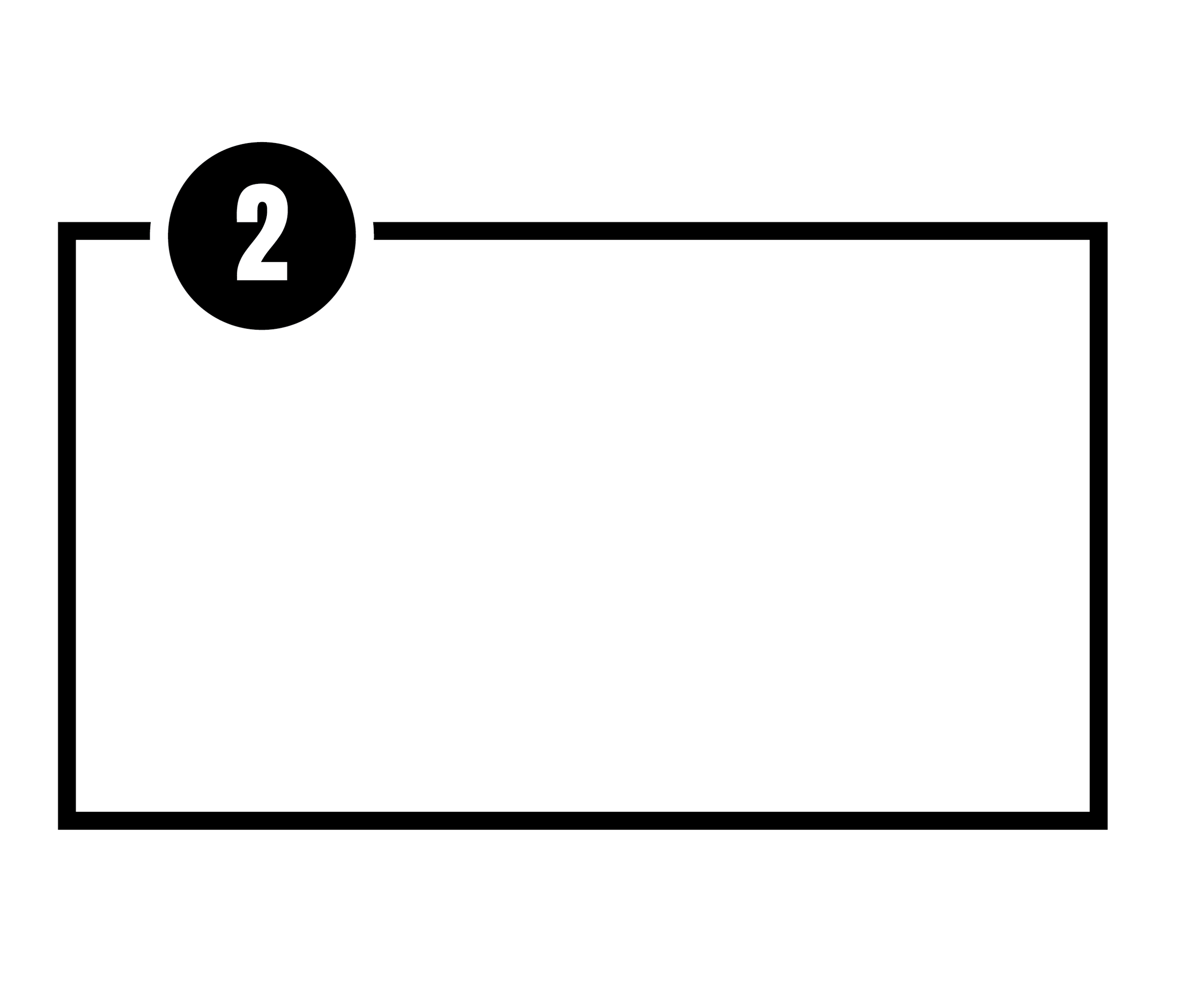 Instructional slide with a large black rectangle and a white circle with the number 2 inside it in the top left corner.