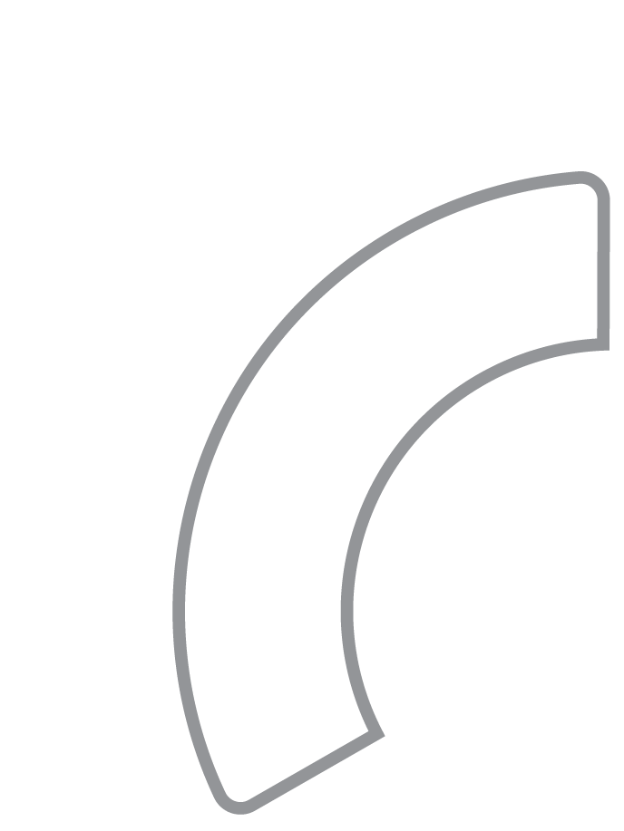 An abstract outline of a curved, crescent-shaped object with gray borders.