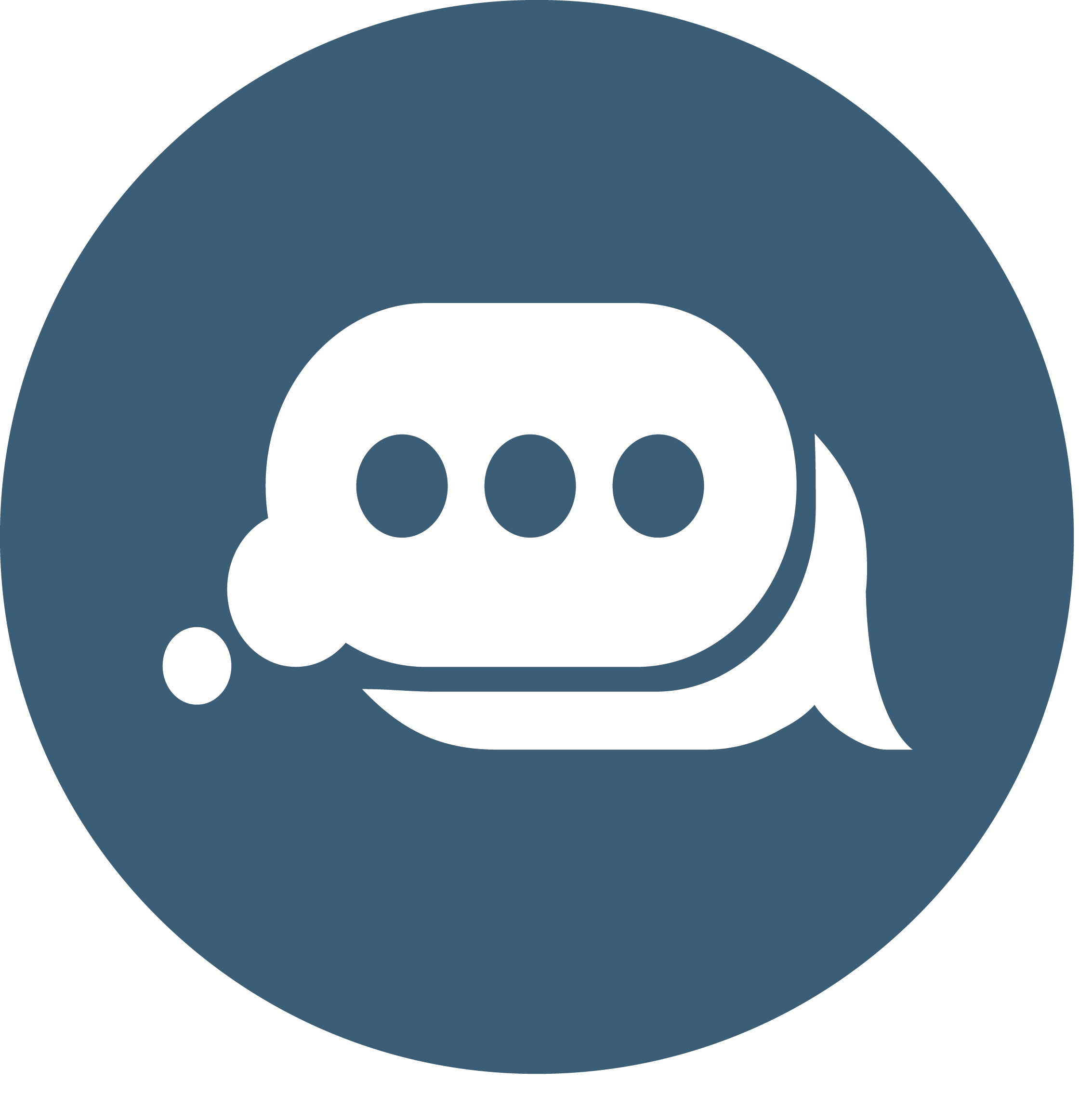 Chatbot icon with speech bubble on dark blue circular background