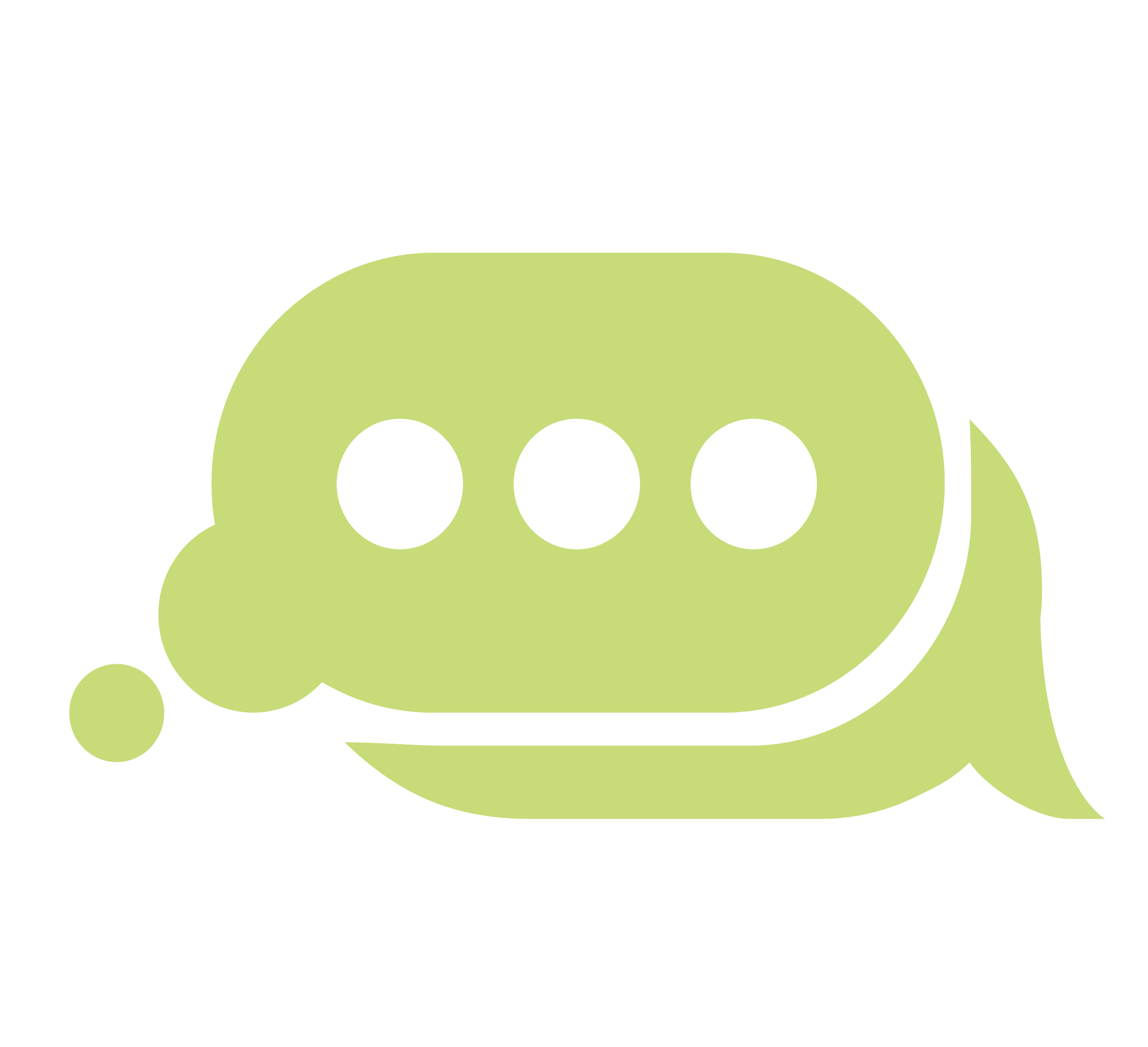Green whale-shaped chat bubble icon with three dots inside.