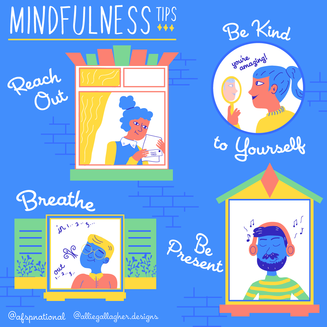 AFSP Mindfulness Tips Social Media Graphic