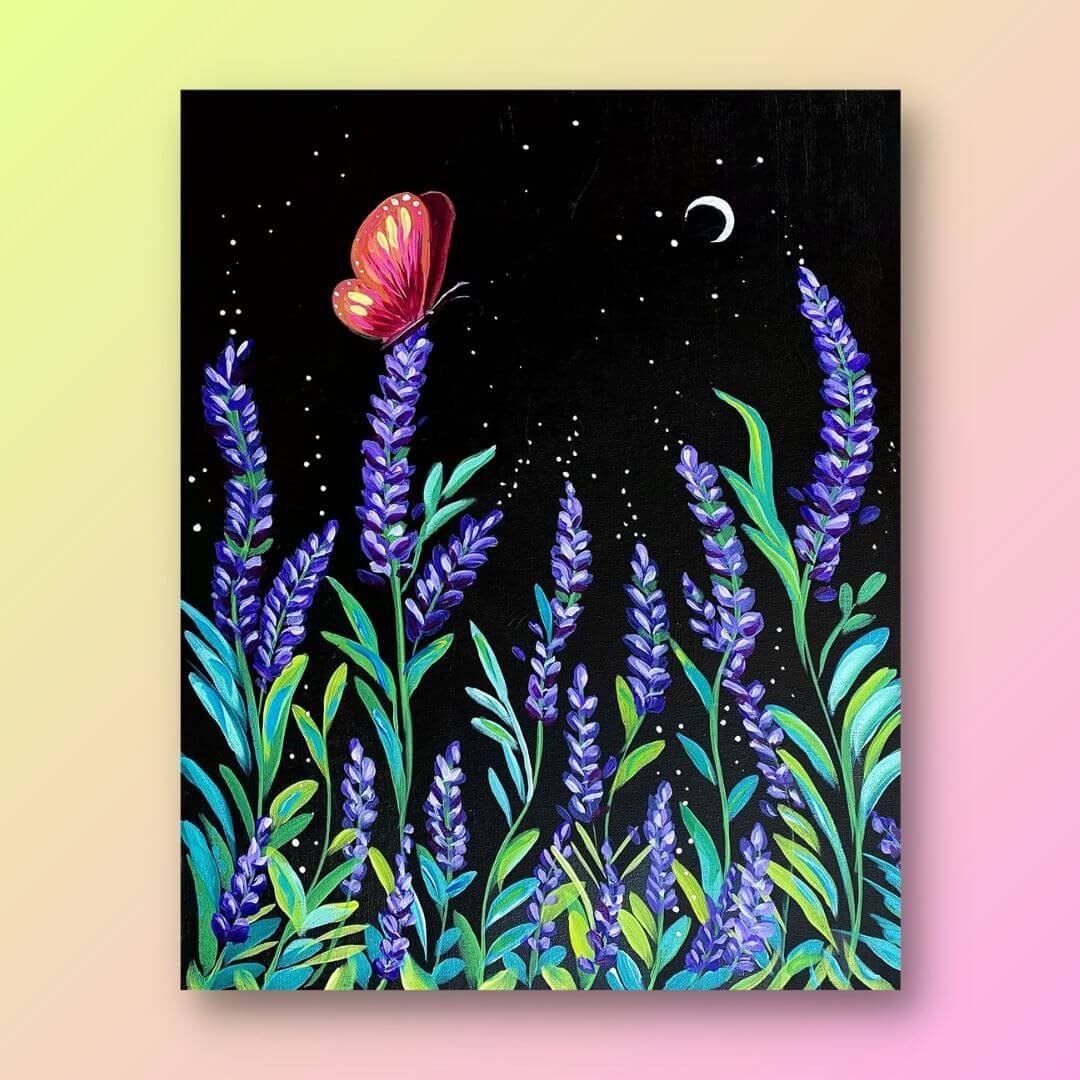 🌙 Moonlit Lavender: Saturday Aug 29th - A Midsummer Paint and Sip Evening