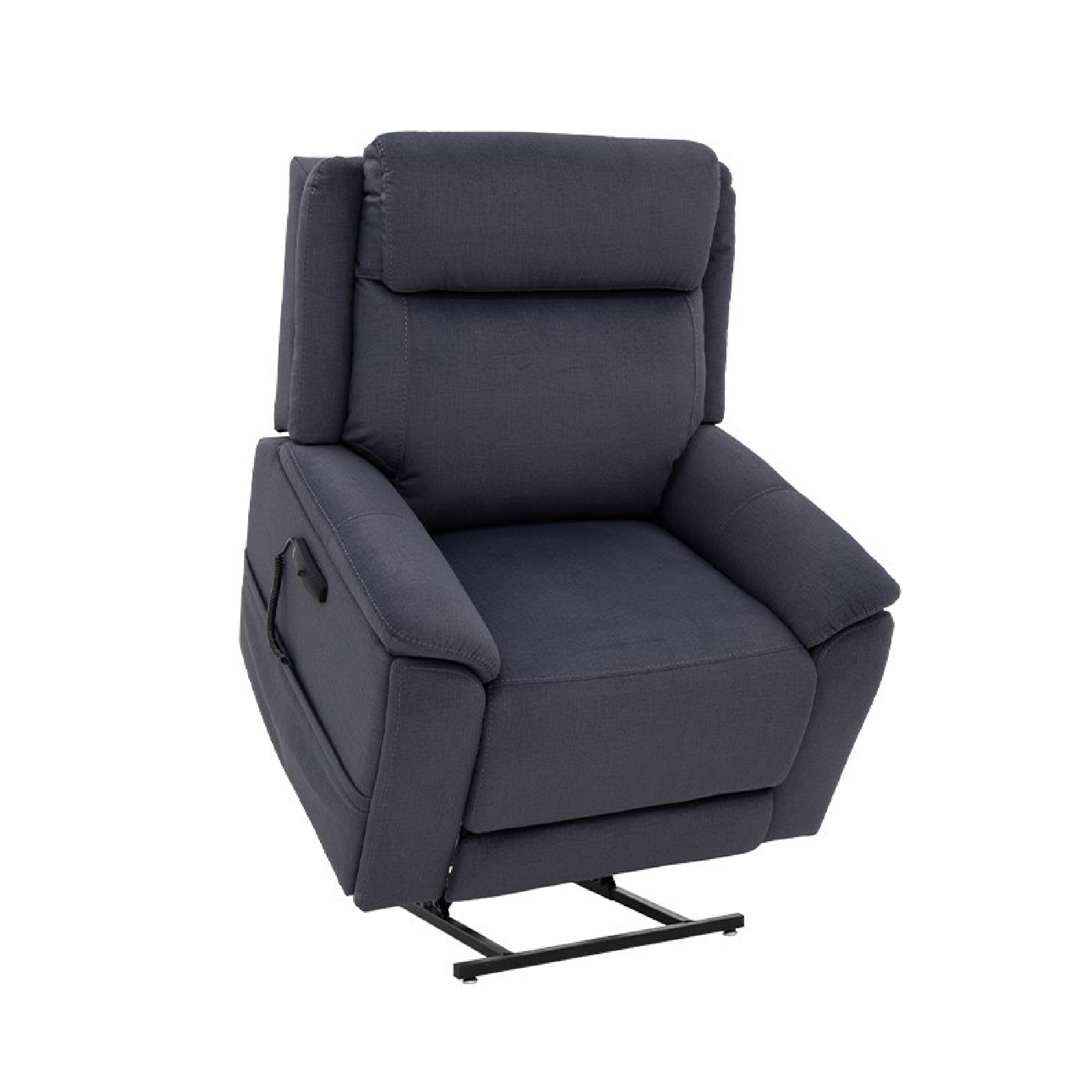 A modern black armchair with a built-in recliner mechanism, designed for comfort and relaxation.