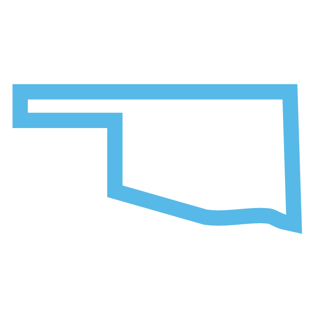 Outline drawing of the state of Oklahoma in blue.