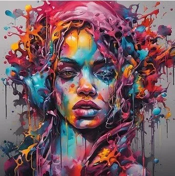 Abstract colorful portrait representing the emotional complexity of complex trauma