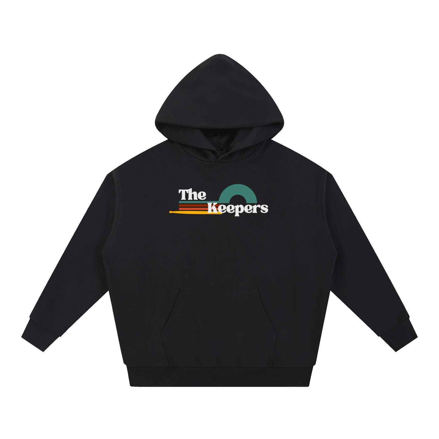 The Keepers Logo hoodie (adult size, dark color with white letters)