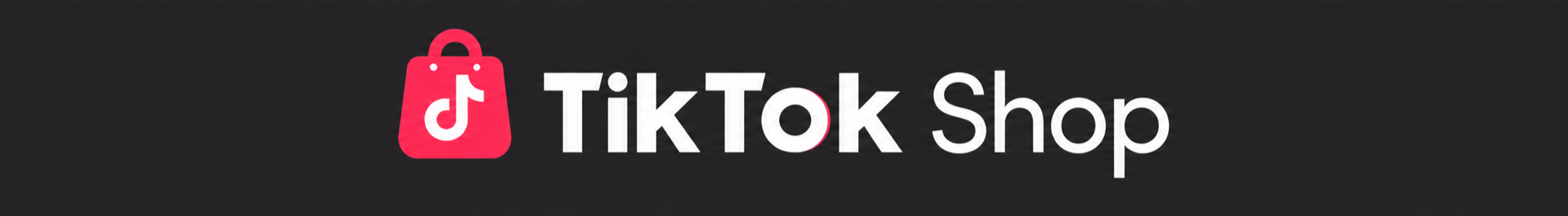 TikTok Shop logo featuring a shopping bag with TikTok icon and the text 'TikTok Shop' on a dark background.