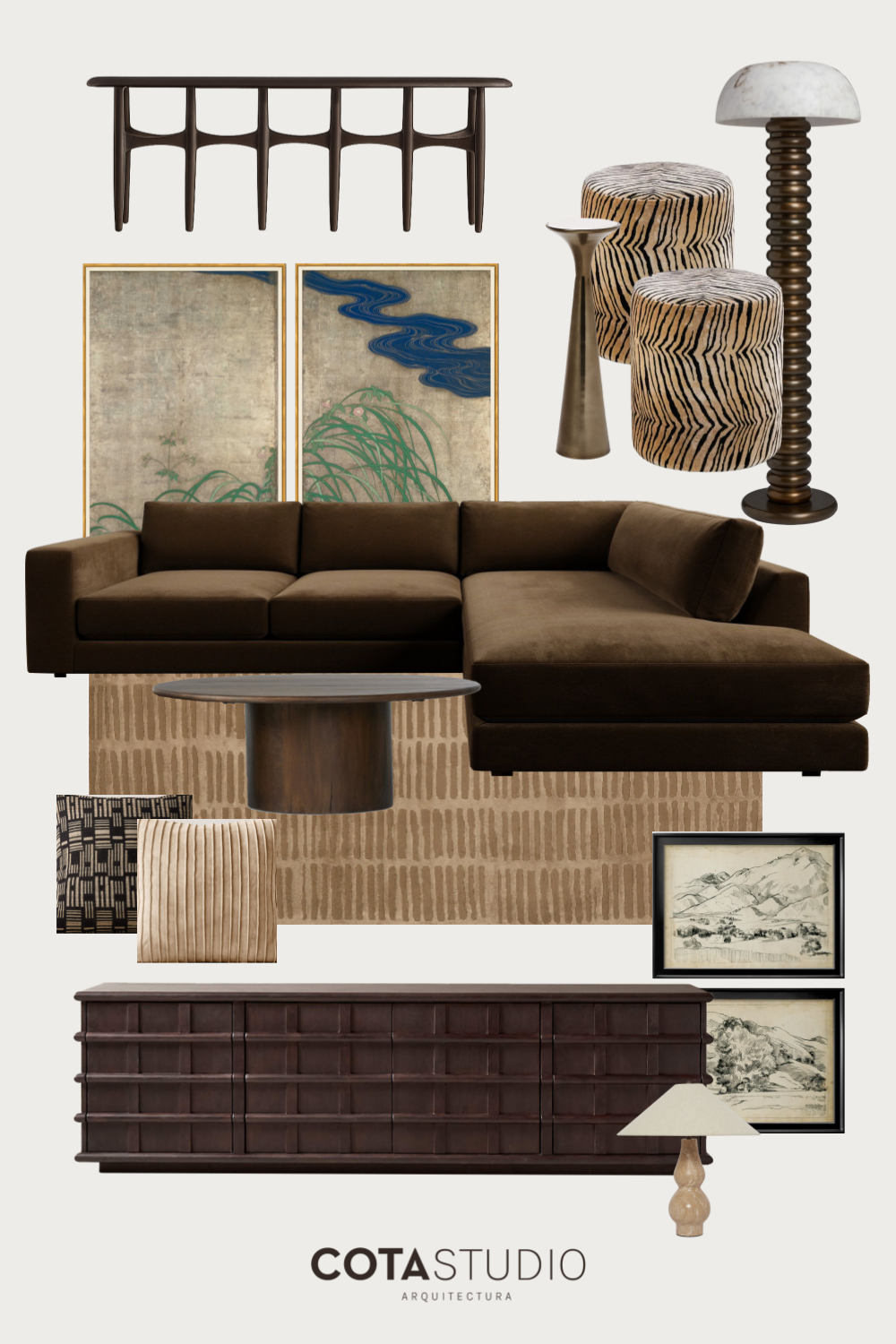 Shop the Moodboard | Brown Sofa Living Room