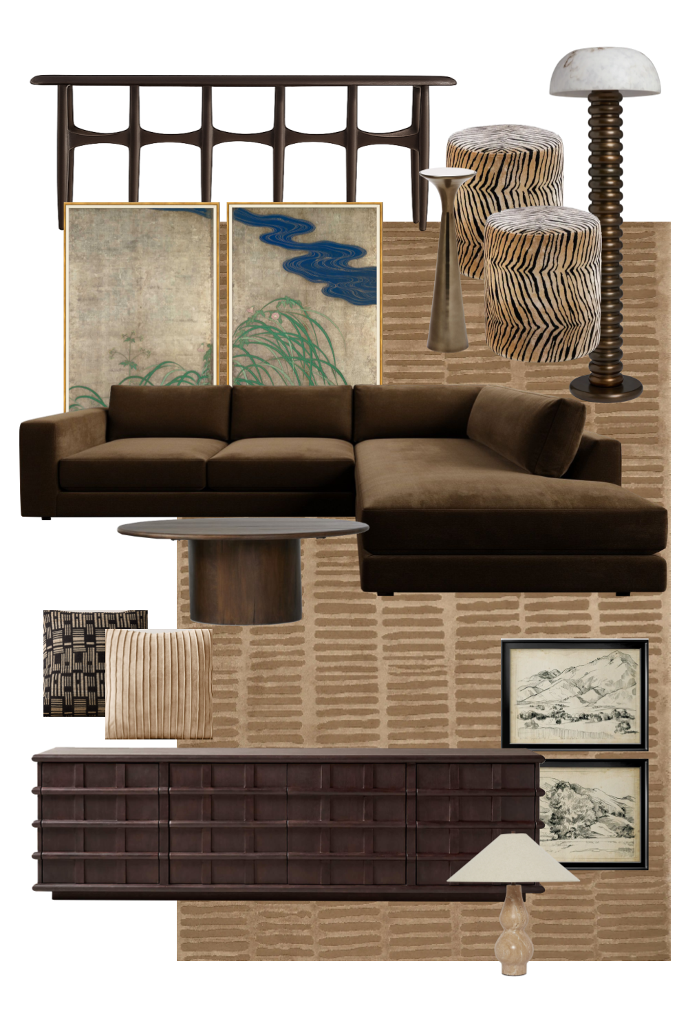 Shop the Moodboard | Brown Sofa Living Room