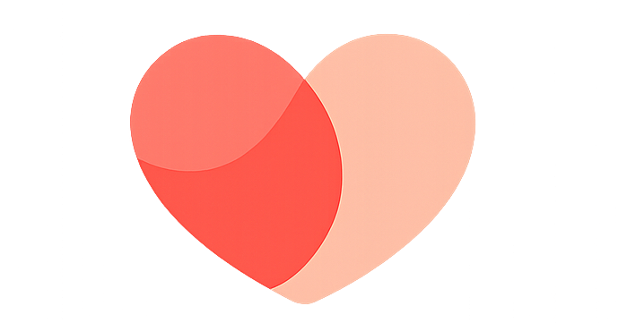 Abstract illustration of a heart with red and pink shades.