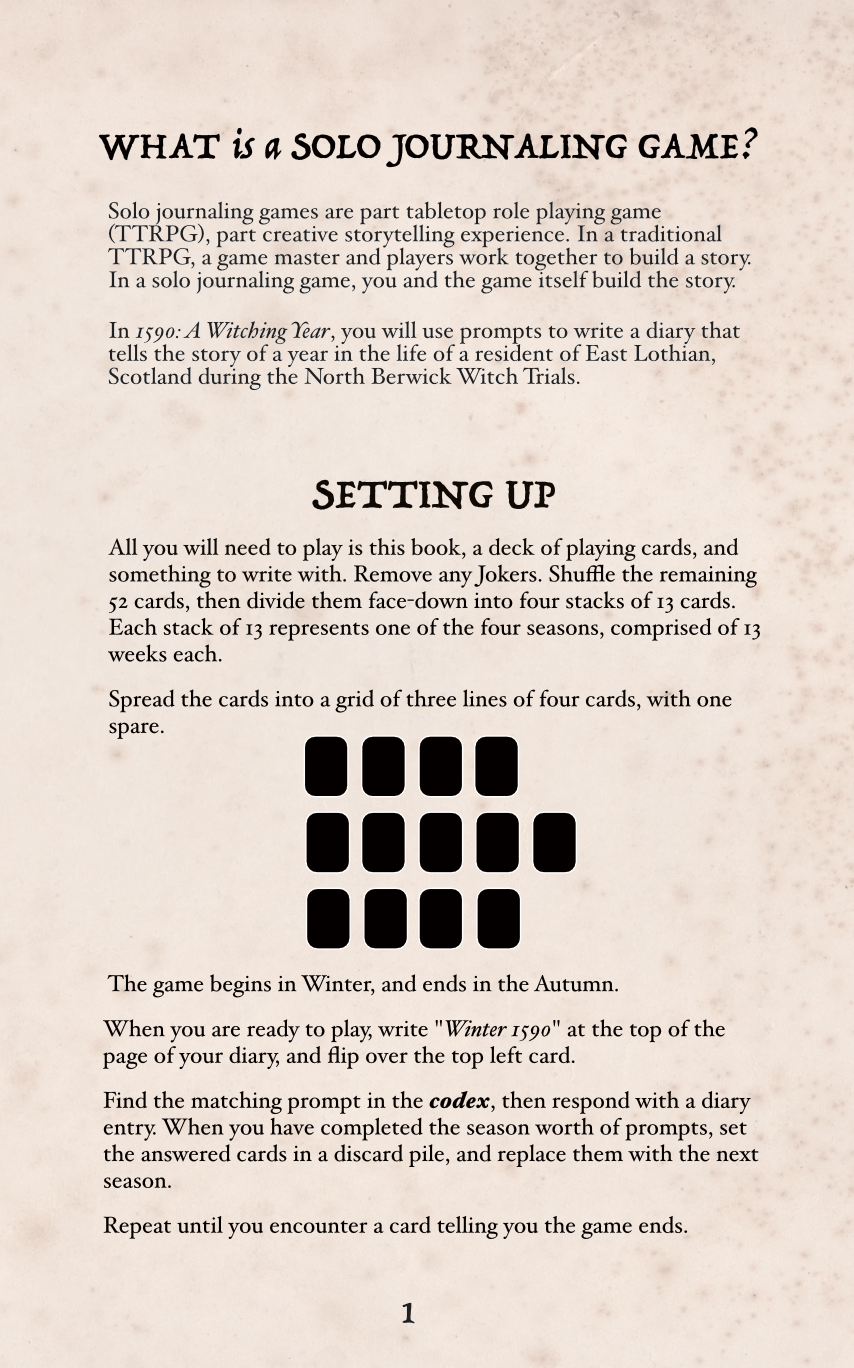 Witch hunt solo role playing game/solo journaling game