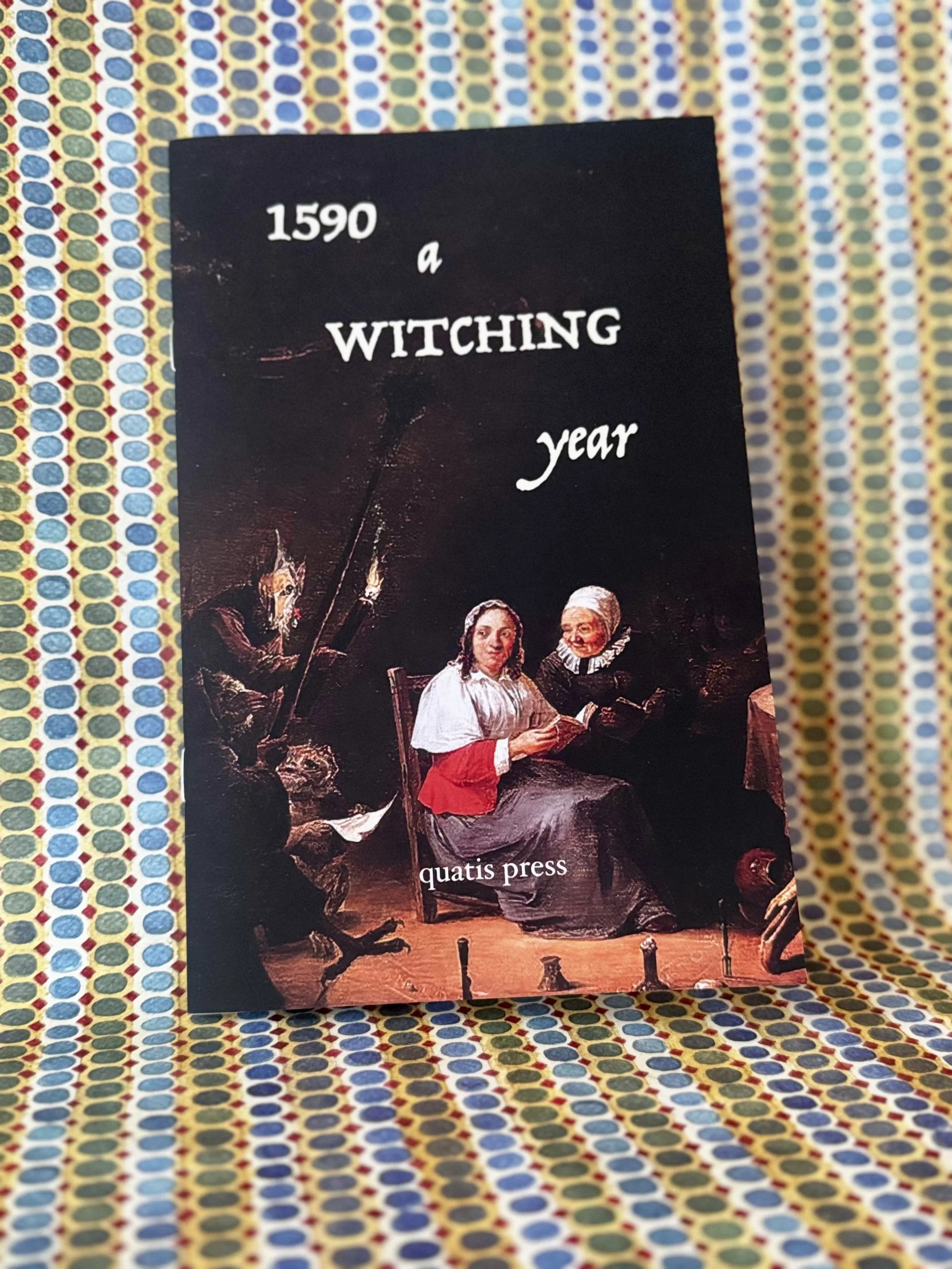 Quatis Press game 1590 A Witching Year solo journaling game cover, showing "Witch's Initiation" by David Teniers the Younger.