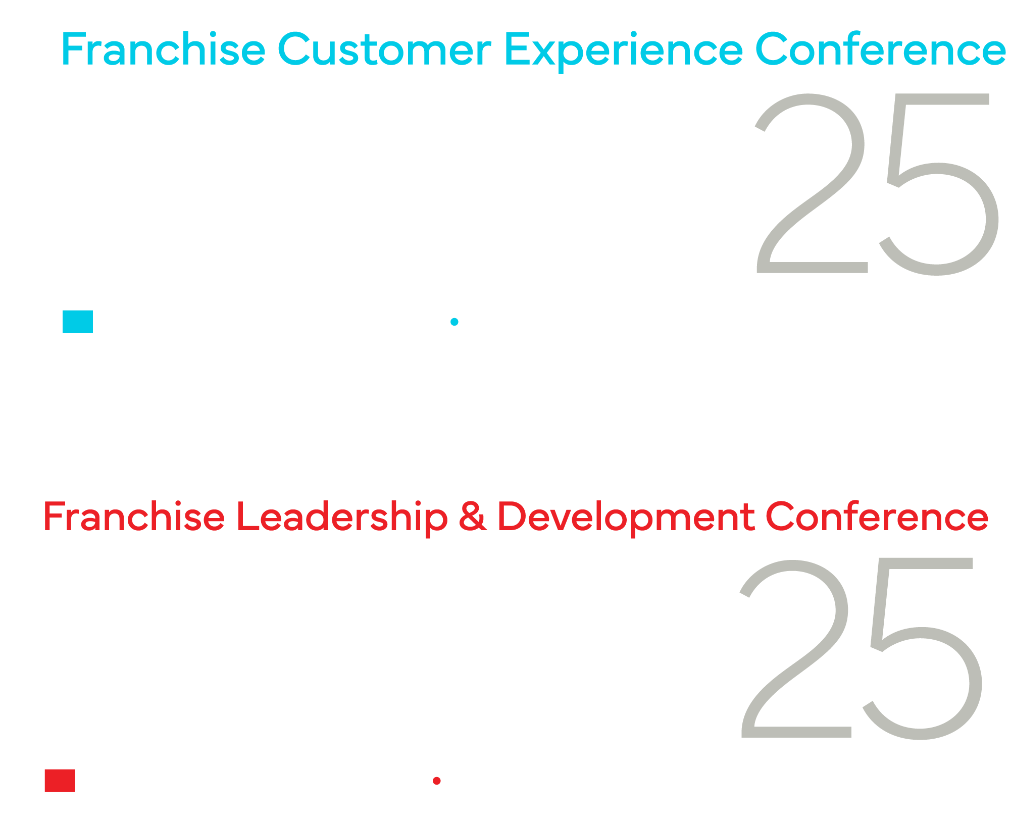 Logo for the Franchise Customer Experience Conference 2023, featuring large white text on a black background with blue, red, and gray accents, and a subtitle including 'Franchise Leadership & Development Conference'