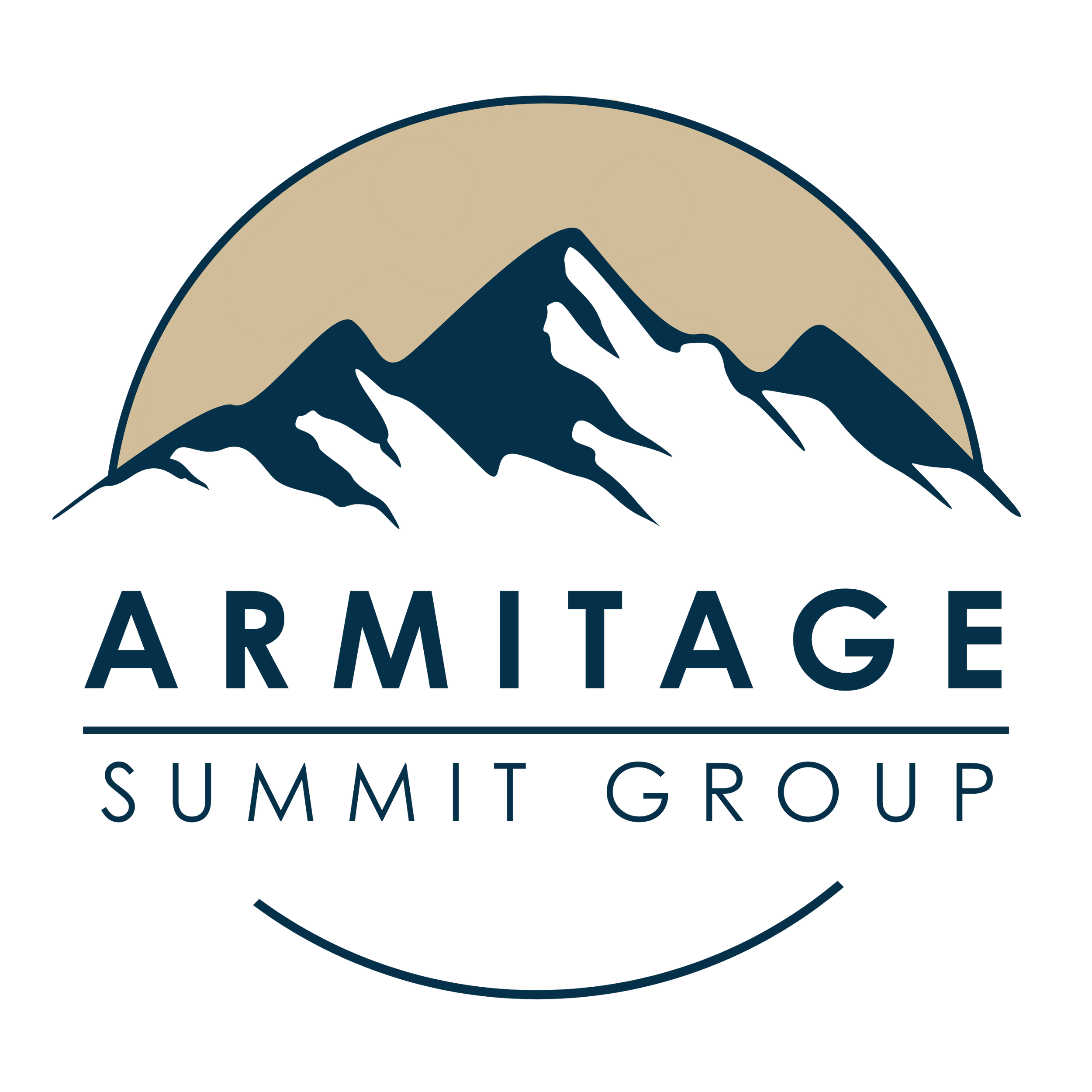 A logo with a mountain and a sun background, and the words 'Armitage Summit Group' written below.