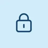 Icon of a padlock on a light blue background