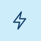 Simple blue lightning bolt icon on a light blue background.