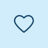 Simple blue outline of a heart on a light blue background.