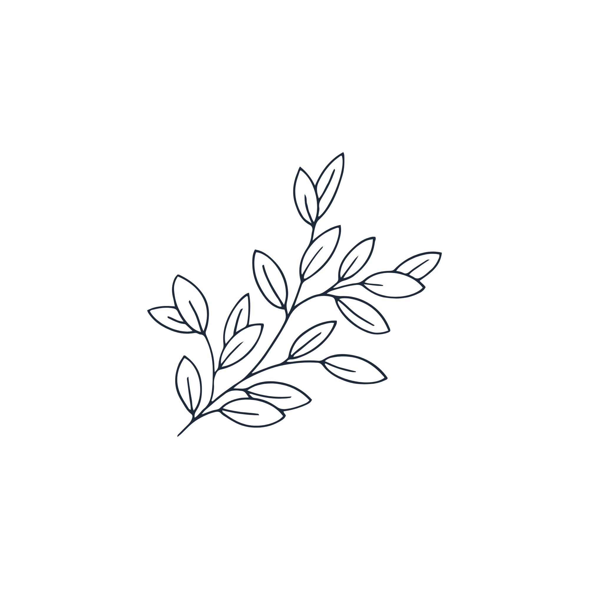 simple black and white icon of a branch with leaves