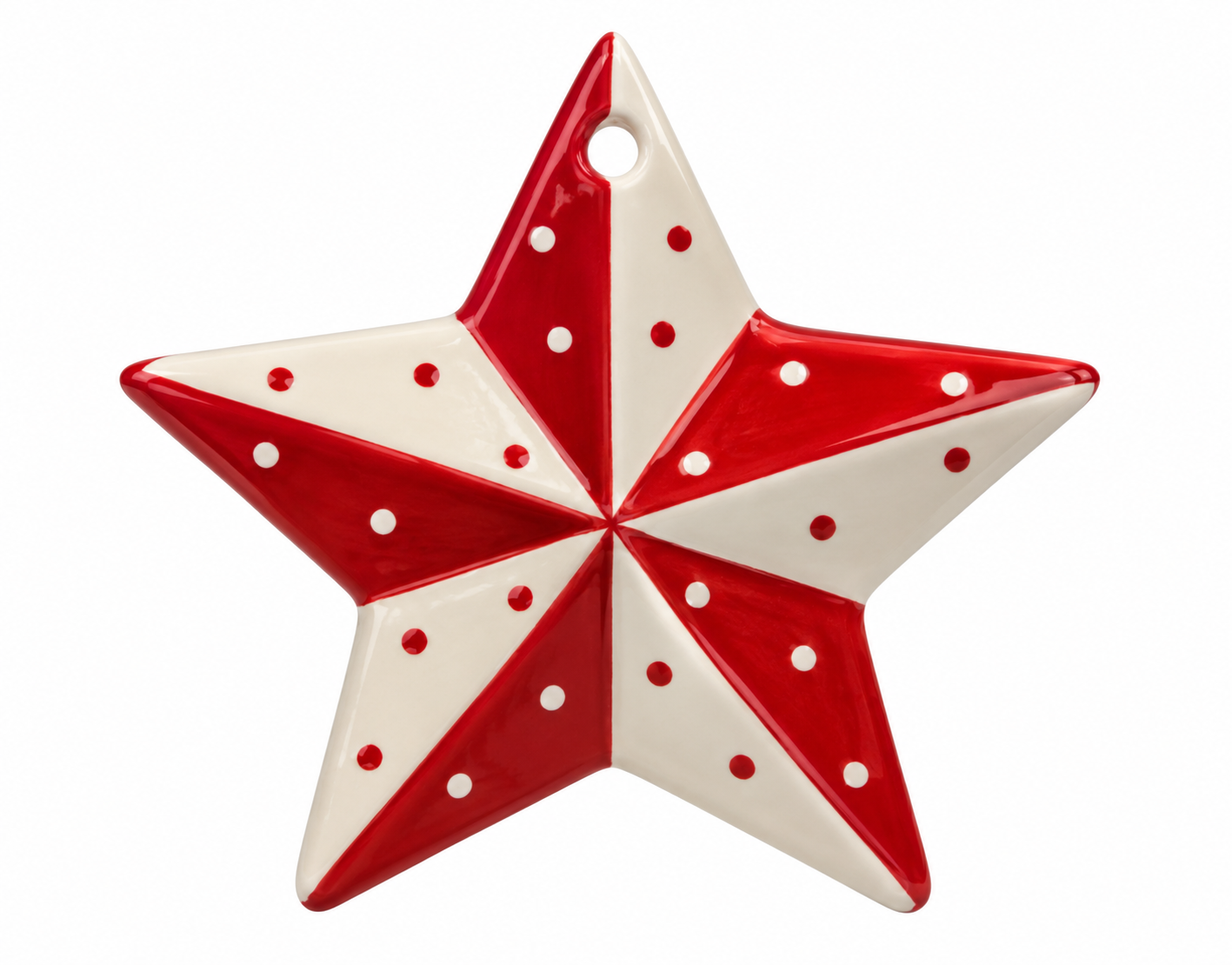Glossy Red and Cream Star Ornament.png