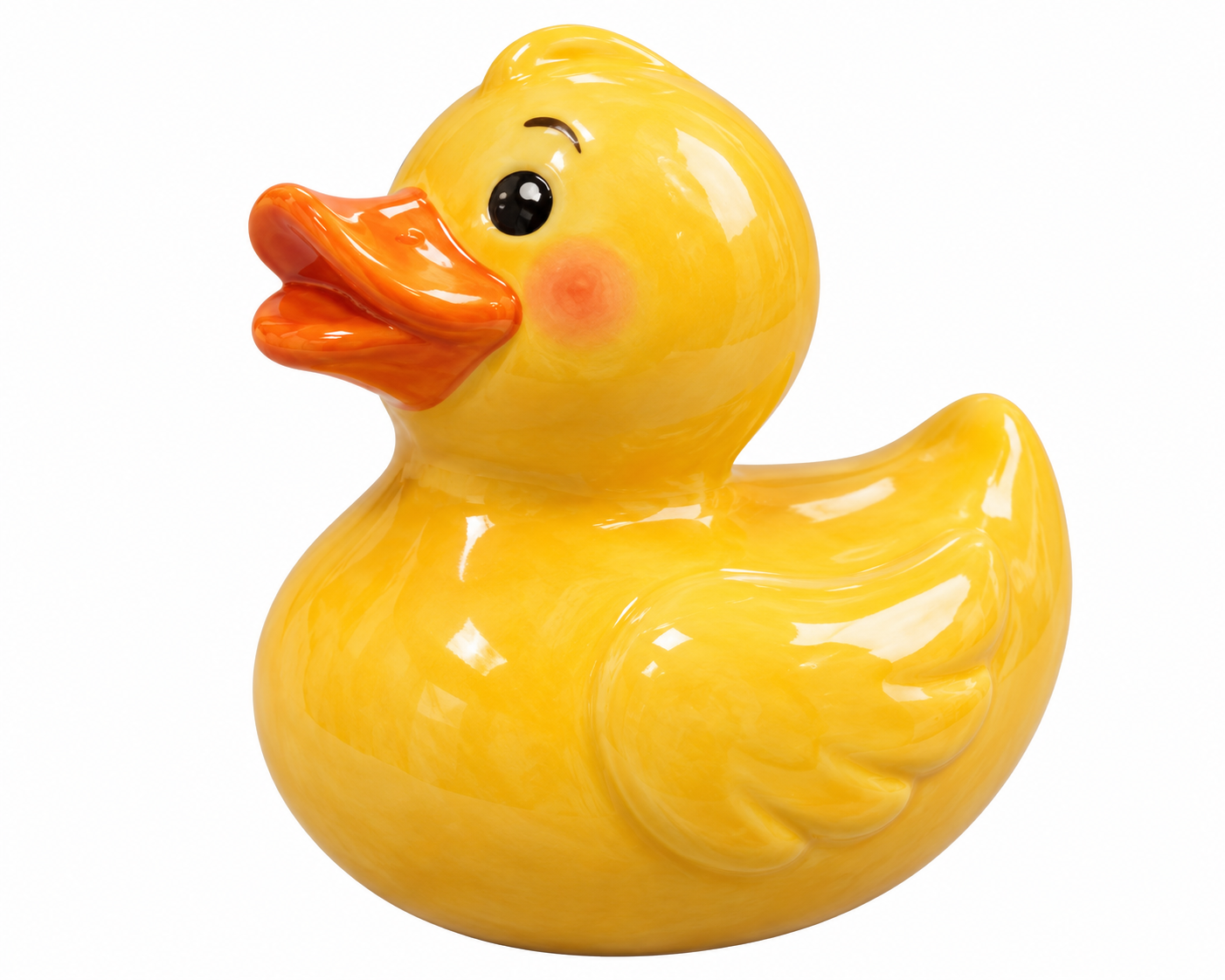 Glossy Yellow Ceramic Duck Figurine.png