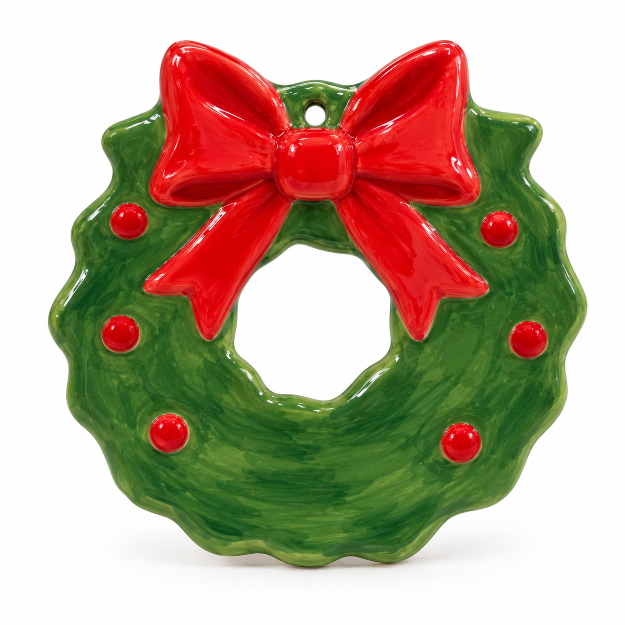 Glossy Green Holiday Wreath Ornament.png
