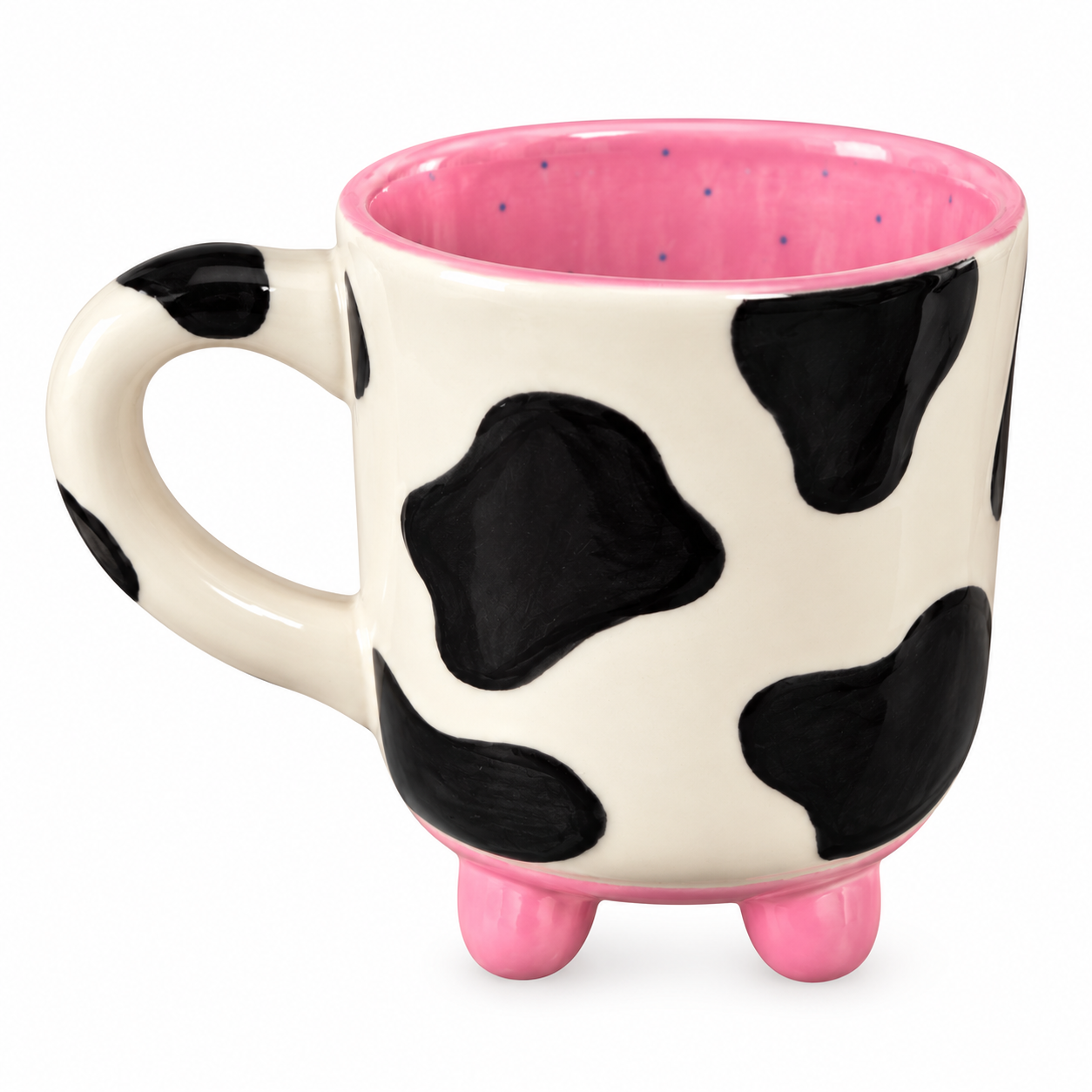 Glossy Pink Cow-Print Footed Mug.png