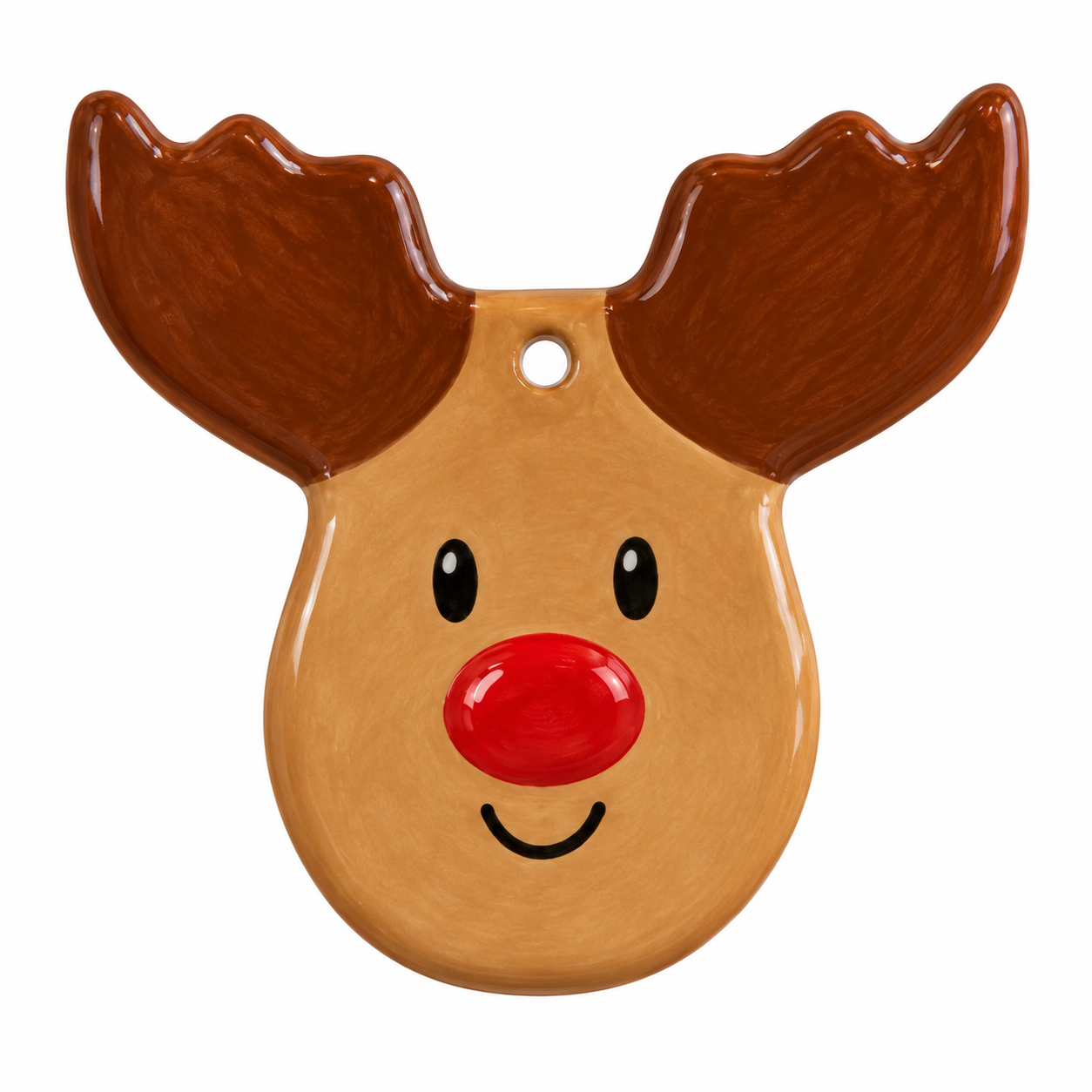 Glossy Rudolph Ceramic Ornament.png