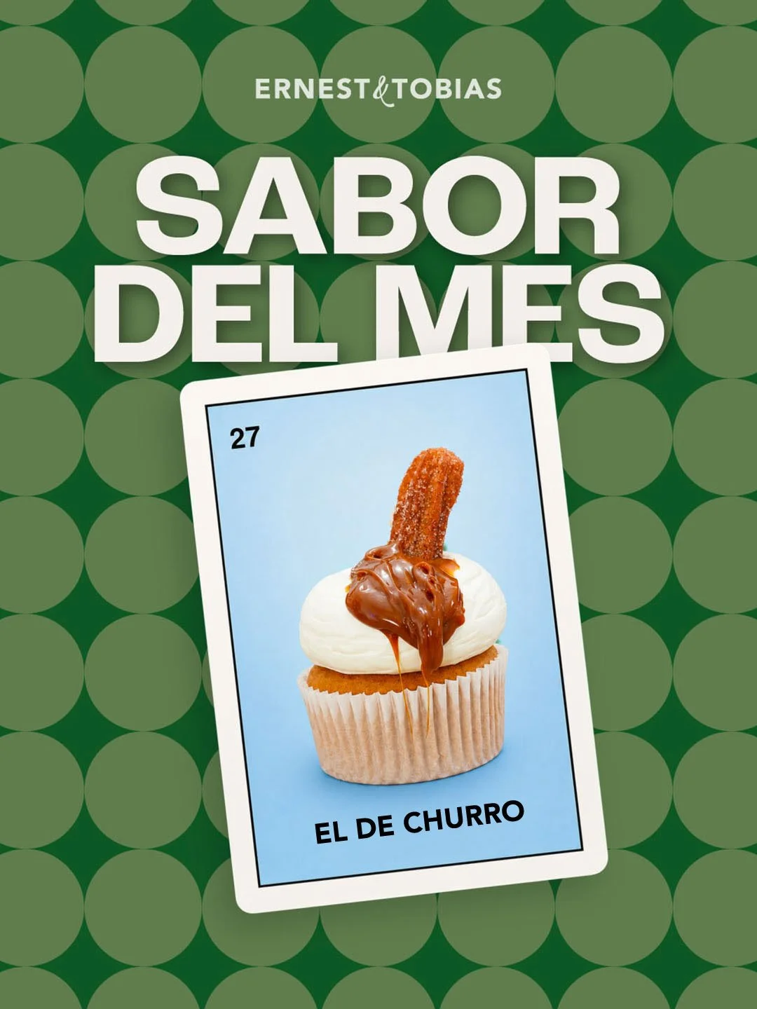 27... &iexcl;EL DE CHURRO! 🎴 Nuestro Sabor del Mes ya est&aacute; aqu&iacute;: cupcake ba&ntilde;ado en cajeta con todo el sabor a churro que te andabas imaginando. Ven por el tuyo 🤎 

#ernestytobias #sabordelmes #cupcakedechurro #caborcasonora #ca