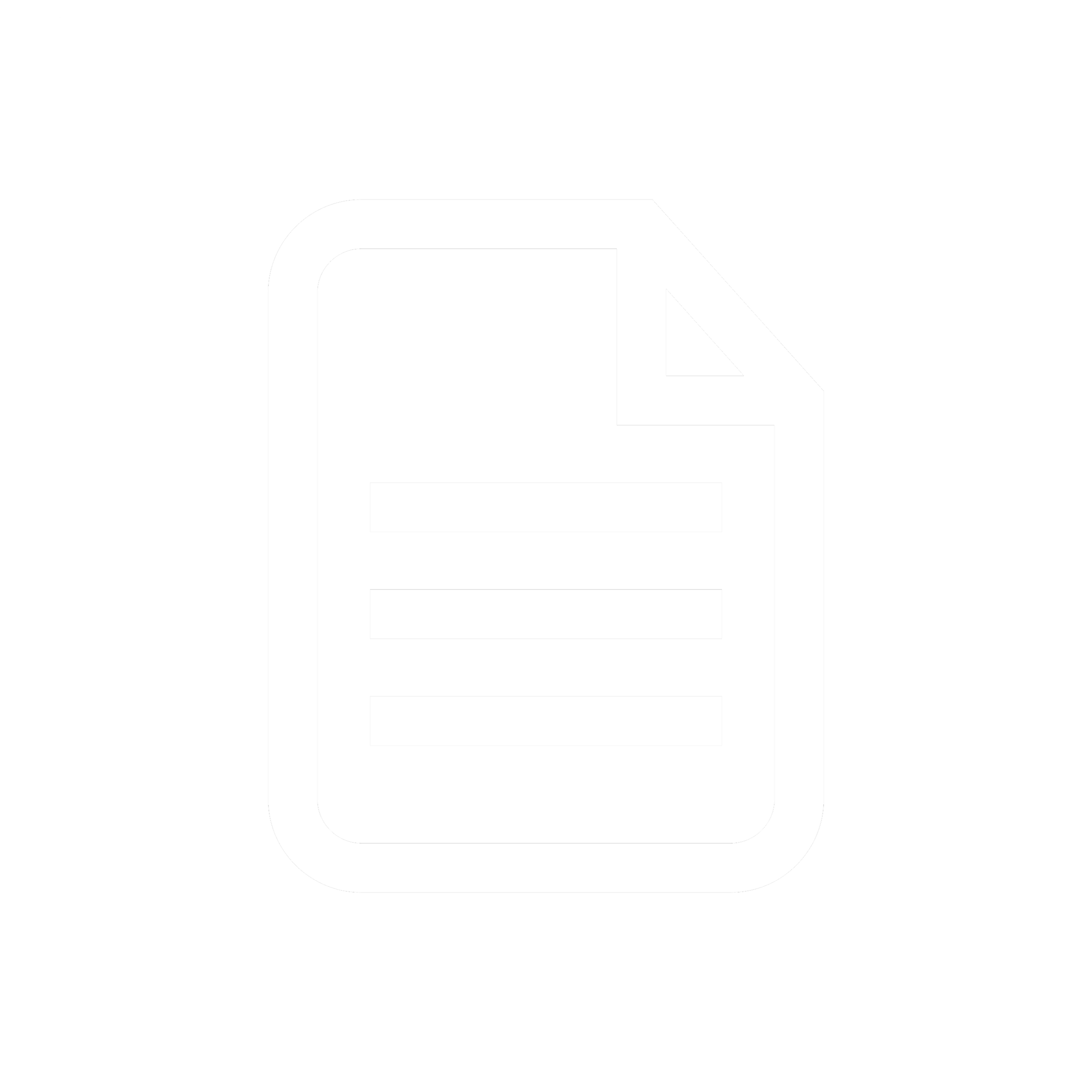 White icon of a document on a black background.