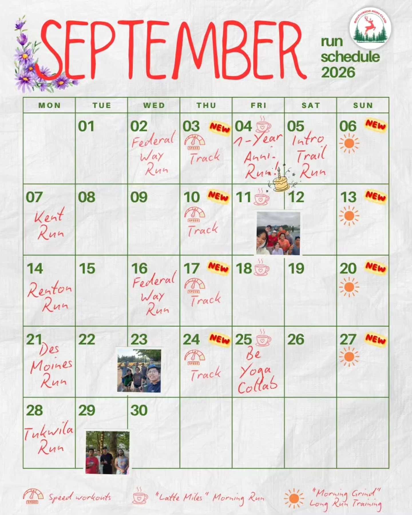 🍂 SEPTEMBER IS ALMOST HERE! 🍂🏃🏽&zwj;♀️

Fall is around the corner, and we&rsquo;ve got a fun month filled with more miles and some updates to our weekly runs! 🤗

Here&rsquo;s what&rsquo;s coming up with SSRC next month:

⚡️ THURSDAYS &mdash; DEE