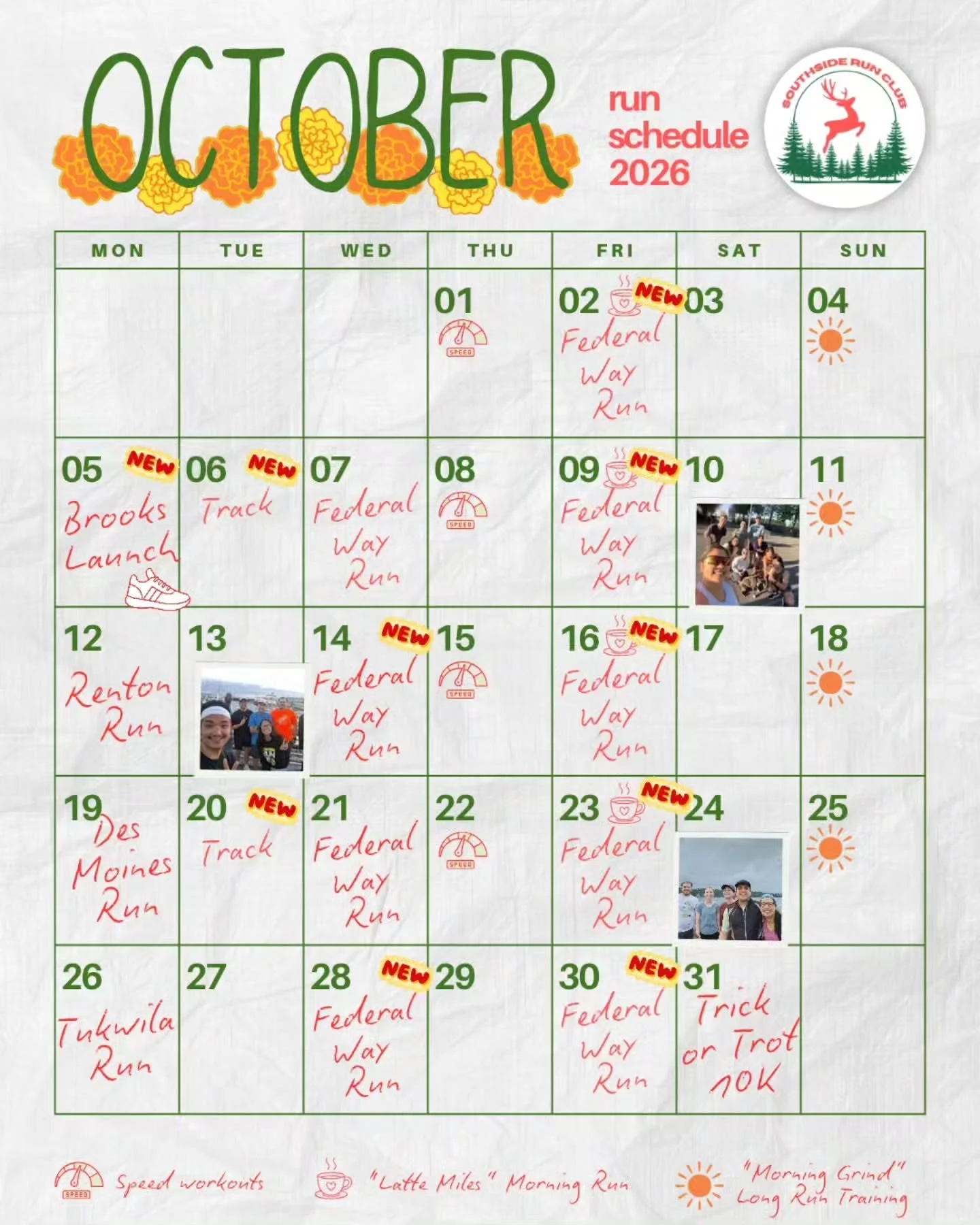 With the leaves turning more yellow and the weather getting chillier, we're excited to welcome October and our upcoming schedule for the month! 🍁

🌟 Some notable highlights: 🌟
🎃 We are now offering Federal Way runs every Wednesday and Friday even
