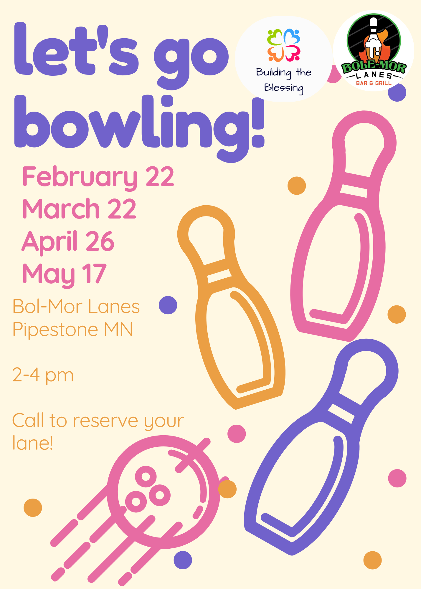 Cream Polka Dots Illustrated Bowling Invitation (Portrait).png