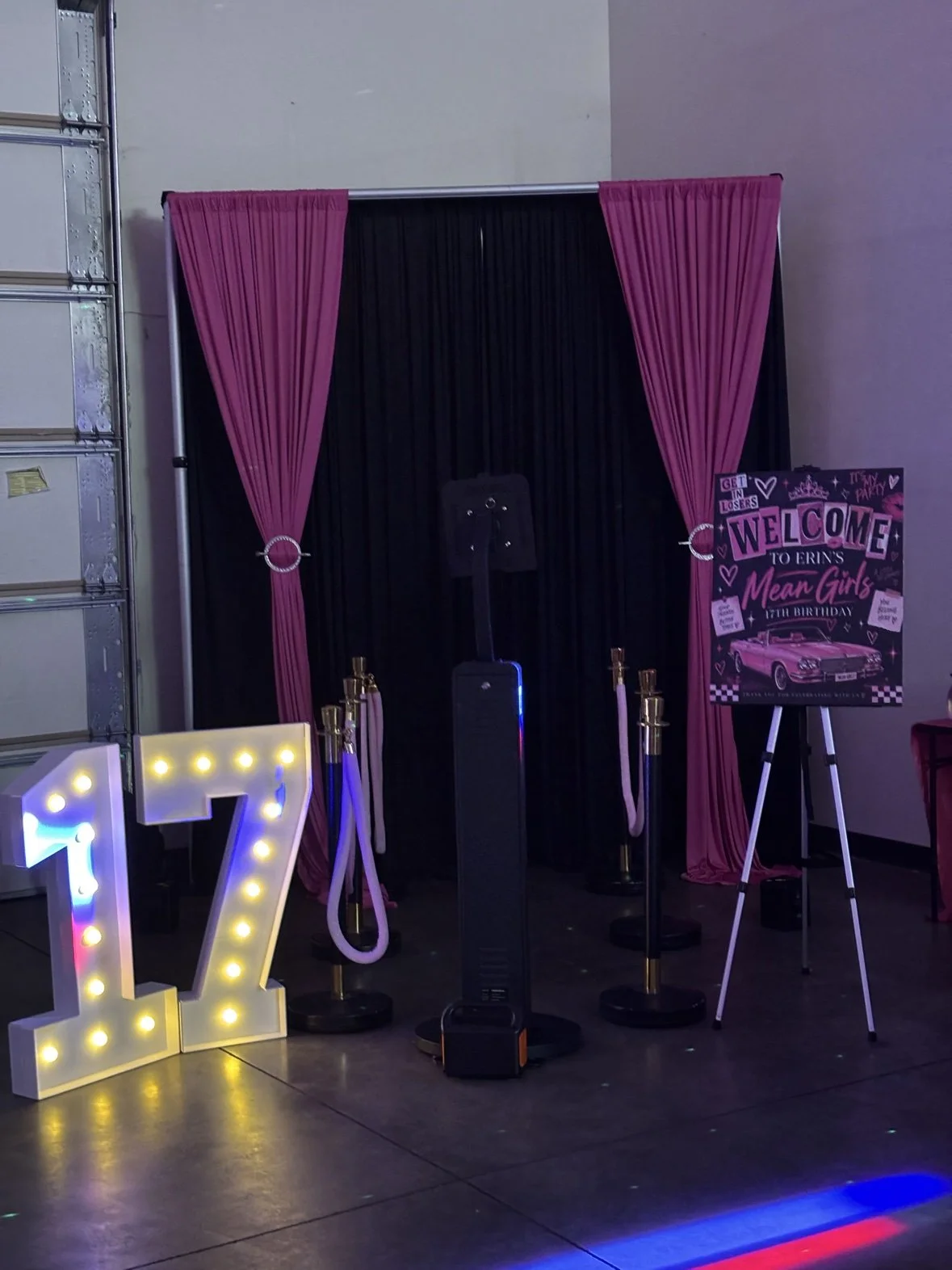 Selfie booth at a birthday celebration