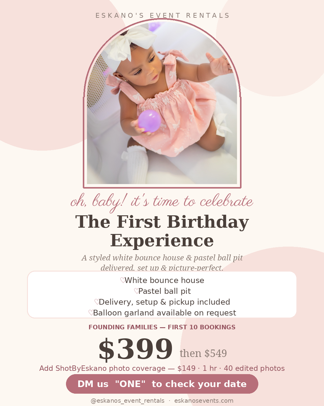 The First Birthday Experience package flyer