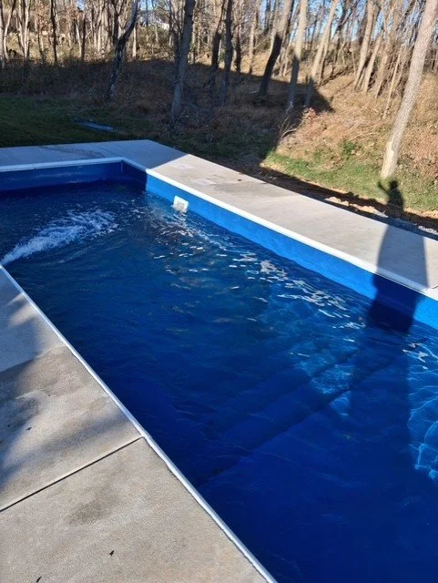 New installed fiberglass pool