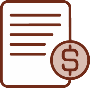 A document or bill with a dollar sign icon in a circular badge