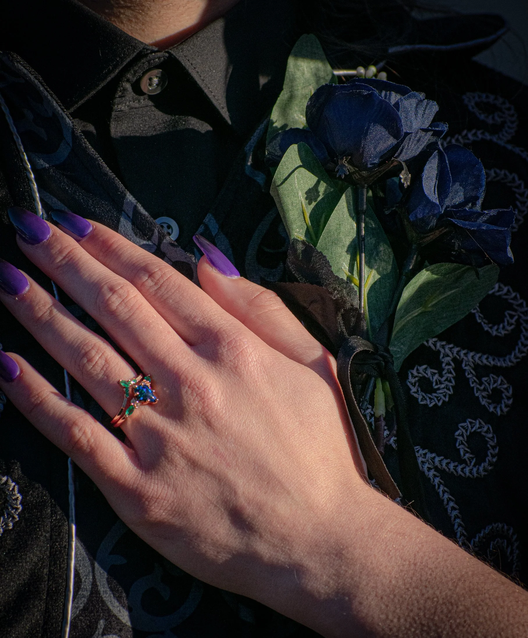 Wedding session close up image of ring