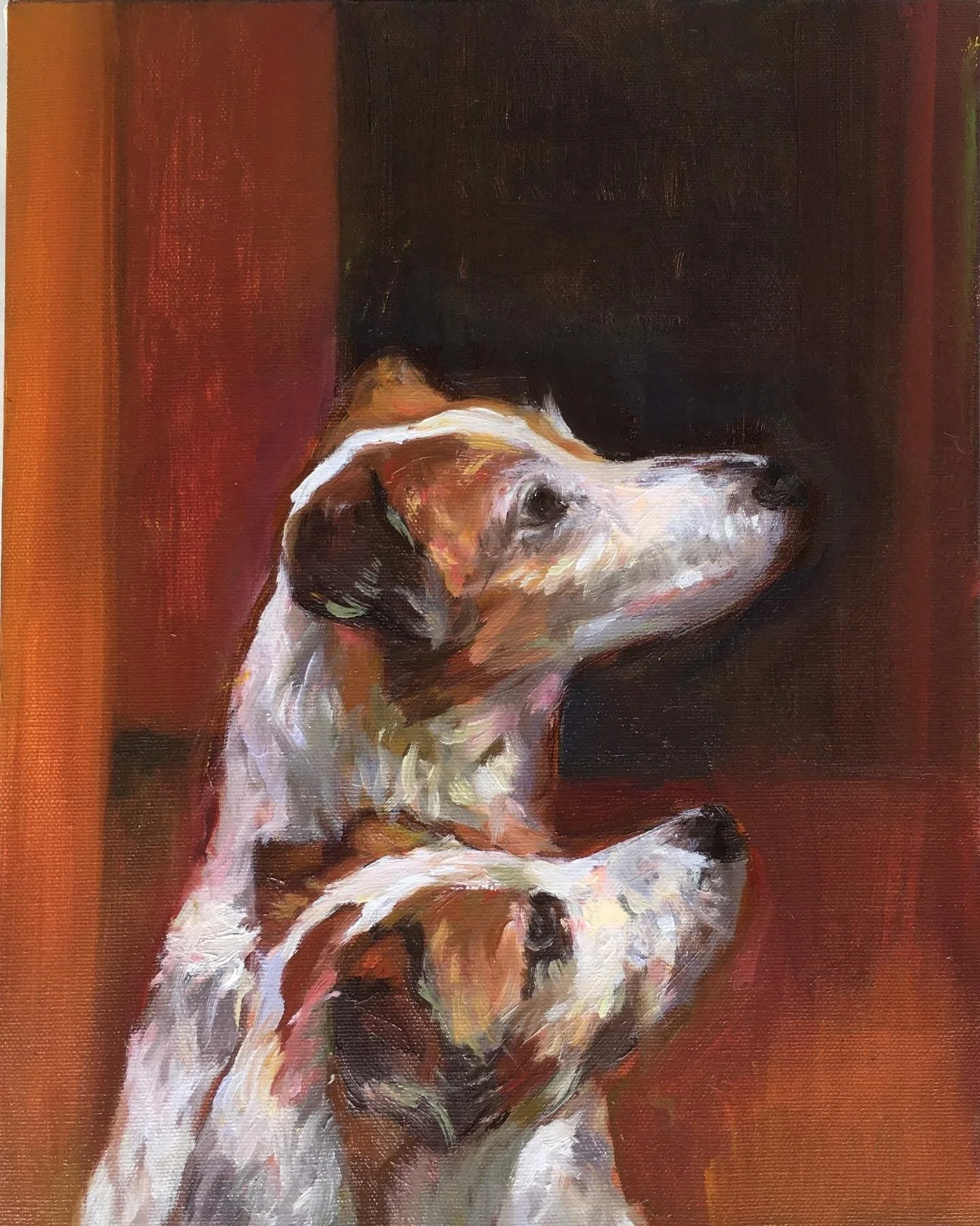 Lila and Ami, 13.1" x 9.5", Oil on canvas