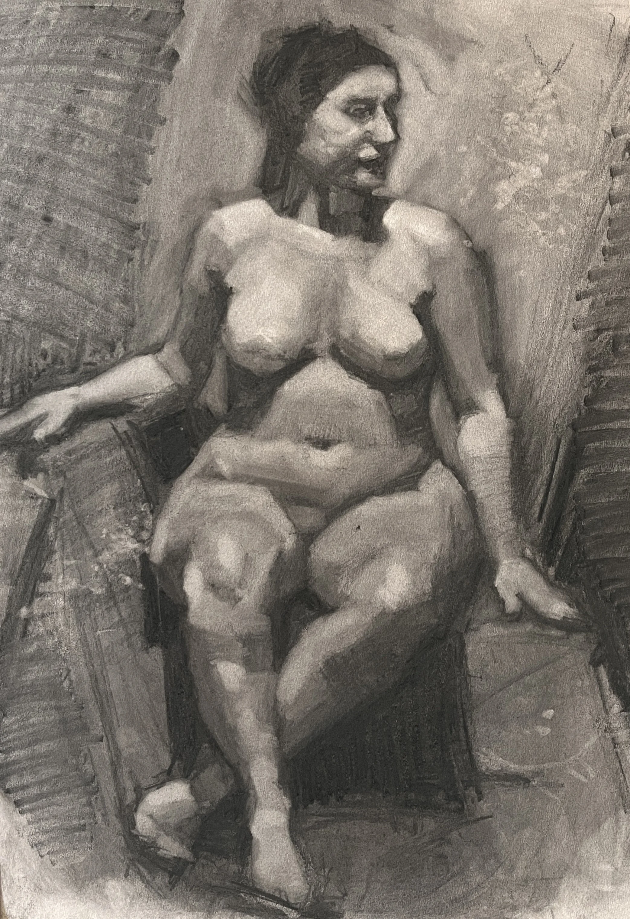 Viena Seated, 19 x 25, Charcoal on paper
