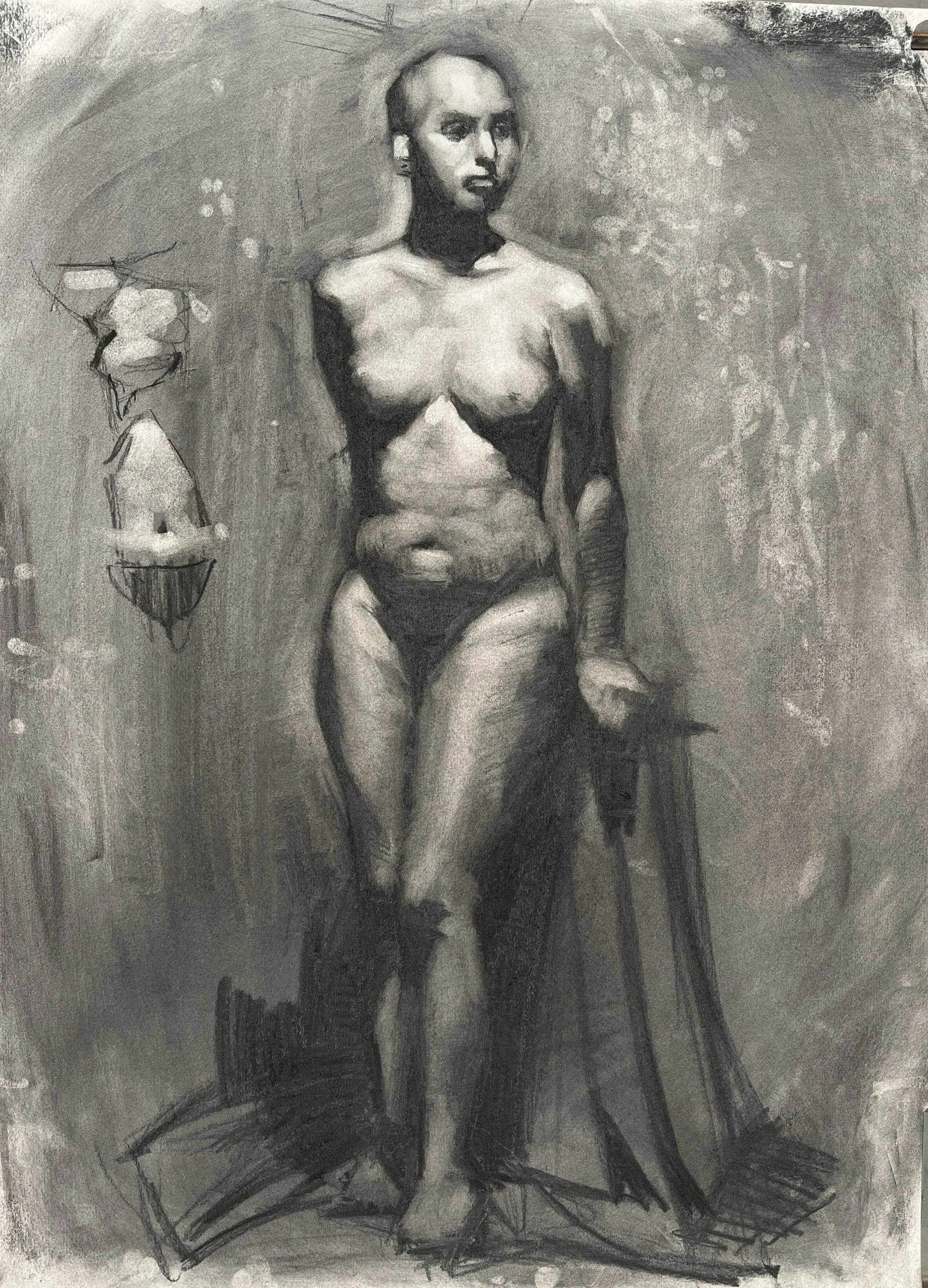Chaize Standing, 19 x 25, Charcoal on paper
