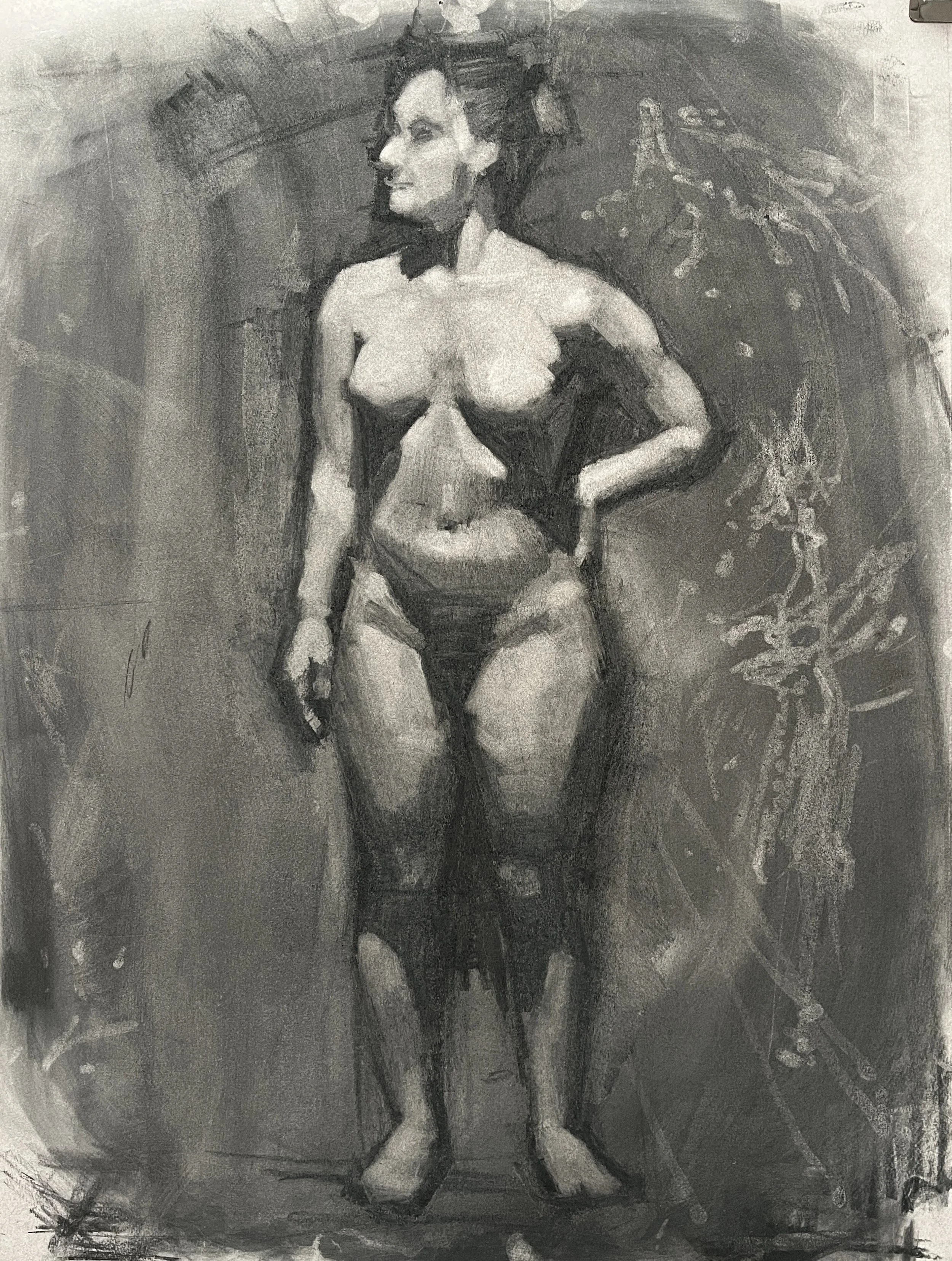 Figure Study, 19 x 25, Charcoal on paper
