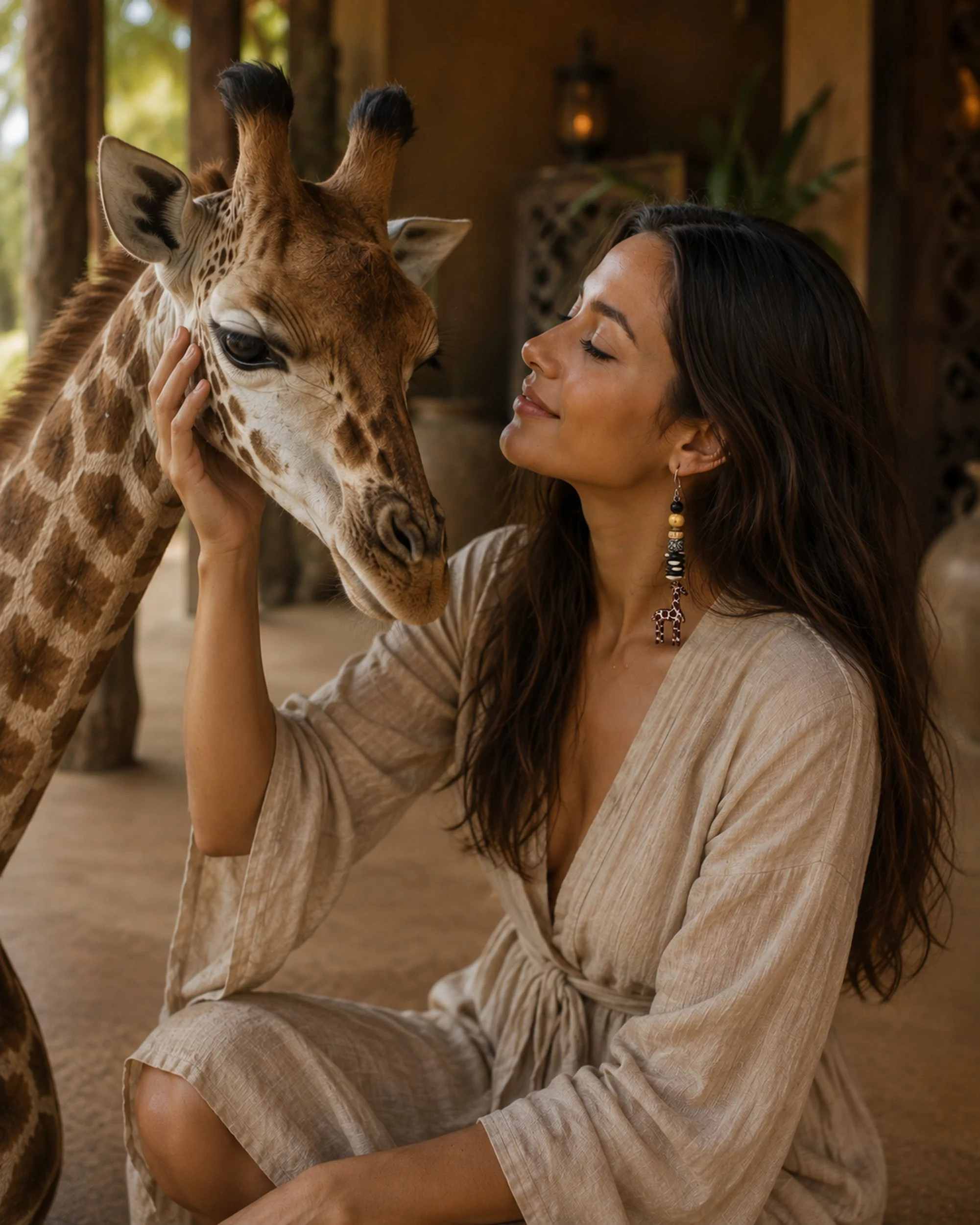  "The Tall Order Earrings"-Each miniature giraffe, golden with delicate spots, seem to stretch toward the sky, as a gentle reminder to stand tall, explore boldly, and see the world from a higher perspective    Available by Commission 