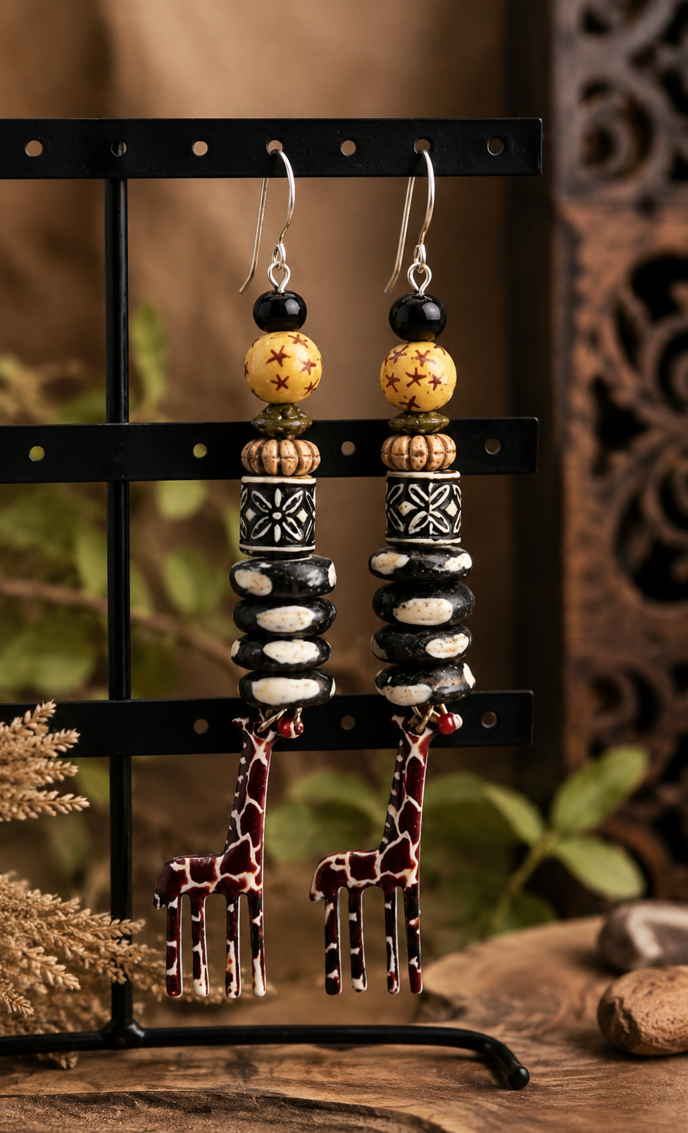  " The Tall Order Earrings"
Statement making, wearable art- handcrafted from bone, resin, metal, and found elements. Finished with stainless-steel ear wires selected with sensitive ears in mind.   Available by Commission 
