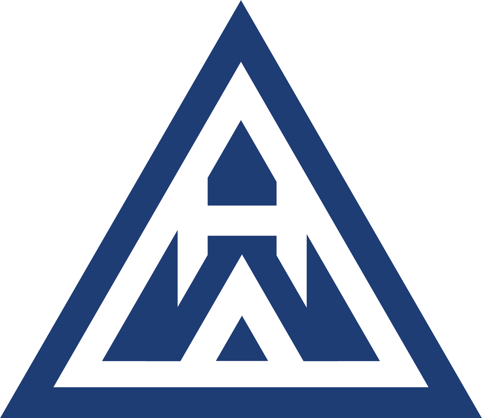 Road work or construction warning sign featuring a blue and white triangular design.