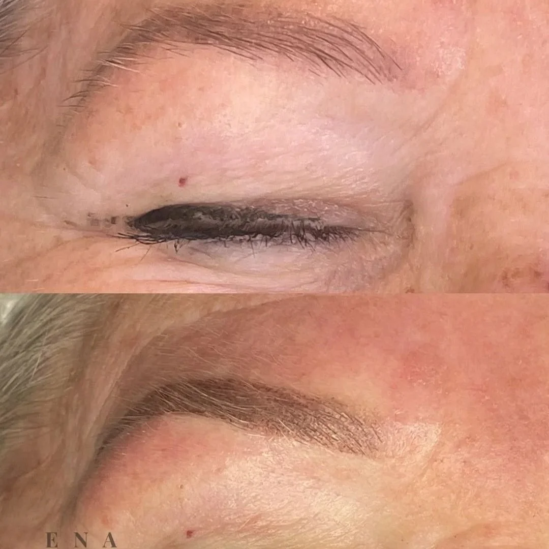 Powder brows are a semi-permanent cosmetic tattoo technique that creates a soft, shaded, makeup-like finish using a digital machine to build a gradient color effect