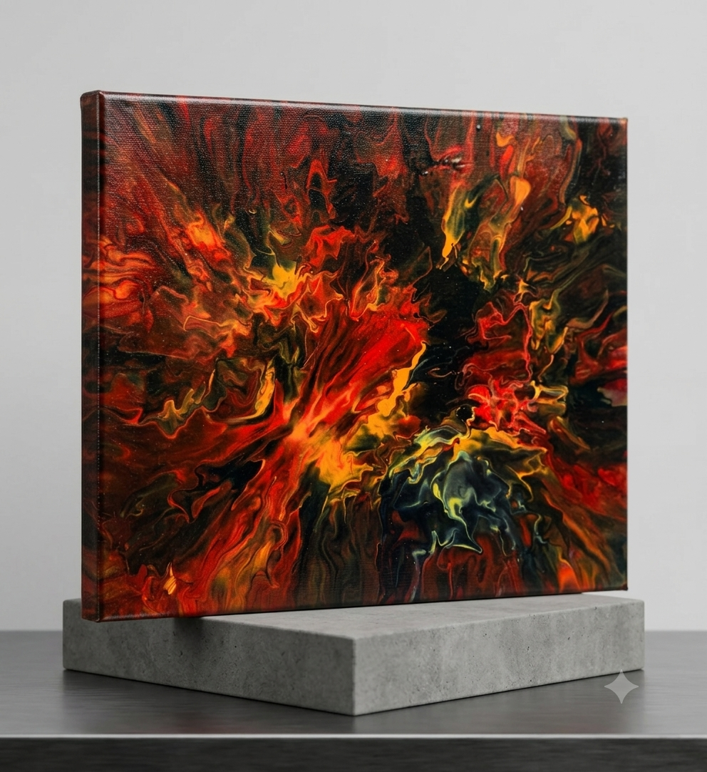 11 x 14 Red and Black fire Canvas 