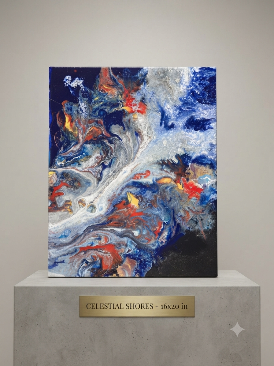 16 x 20 flowing blue and red